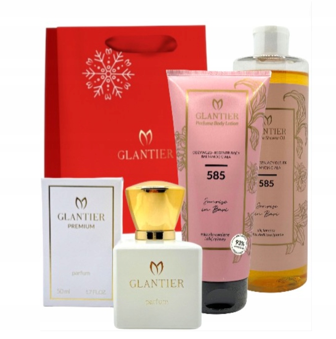 Glantier Zestaw Xmas dla Niej 585: Perfumy Premium Olejek Balsam Torebka