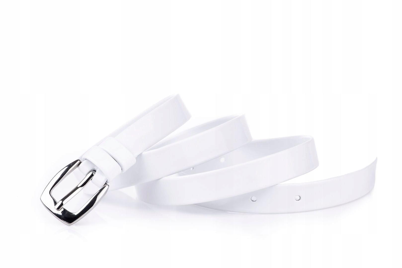 

Pasek damski klasyczny biały lakier 2 cm