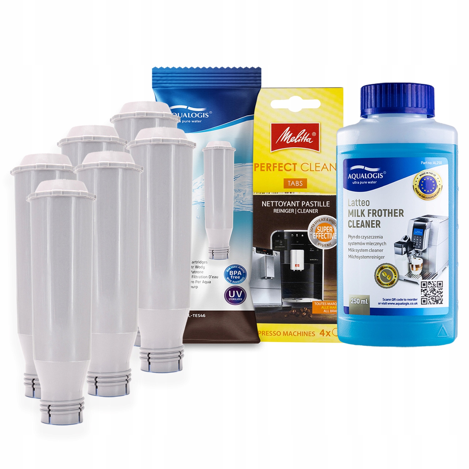6 x Filtr vody do kávovaru Melitta AL-TES46 Tablety Latteo 250 ml