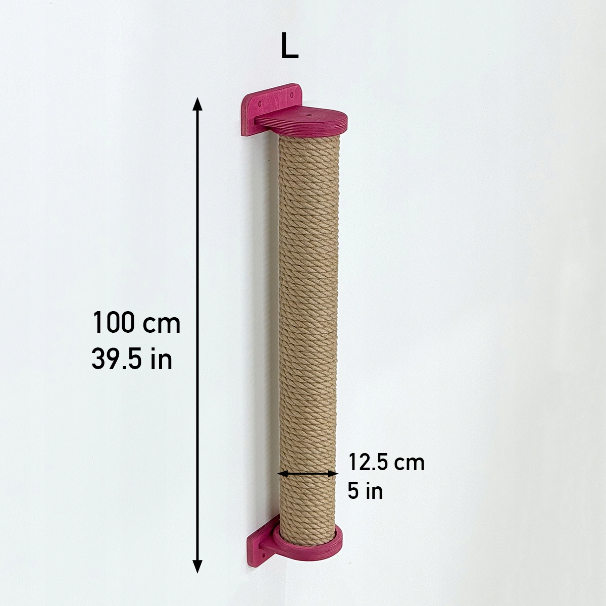Velké vertikální škrabadlo pro kočky, pevná juta, velikost L, 100 cm šrouby, růžová barva