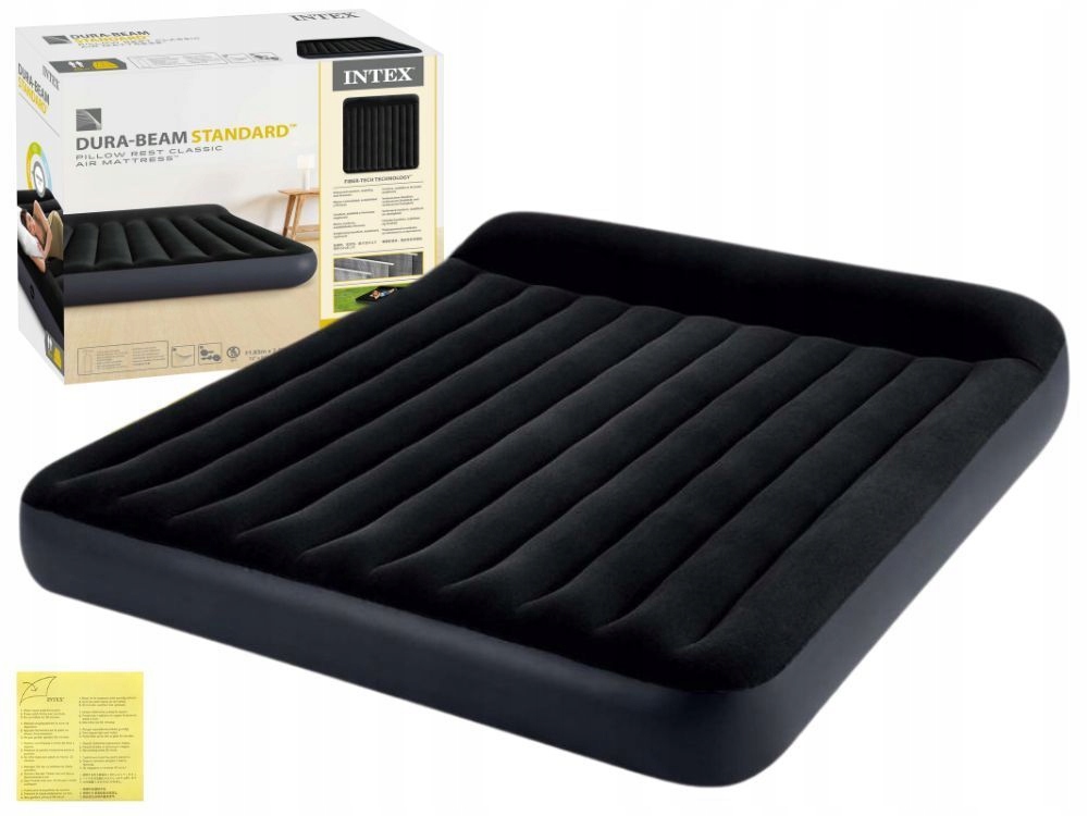 Materac Dmuchany Welurowy Dwuosobowy Łóżko 203x183x25 Intex 64144 New2026