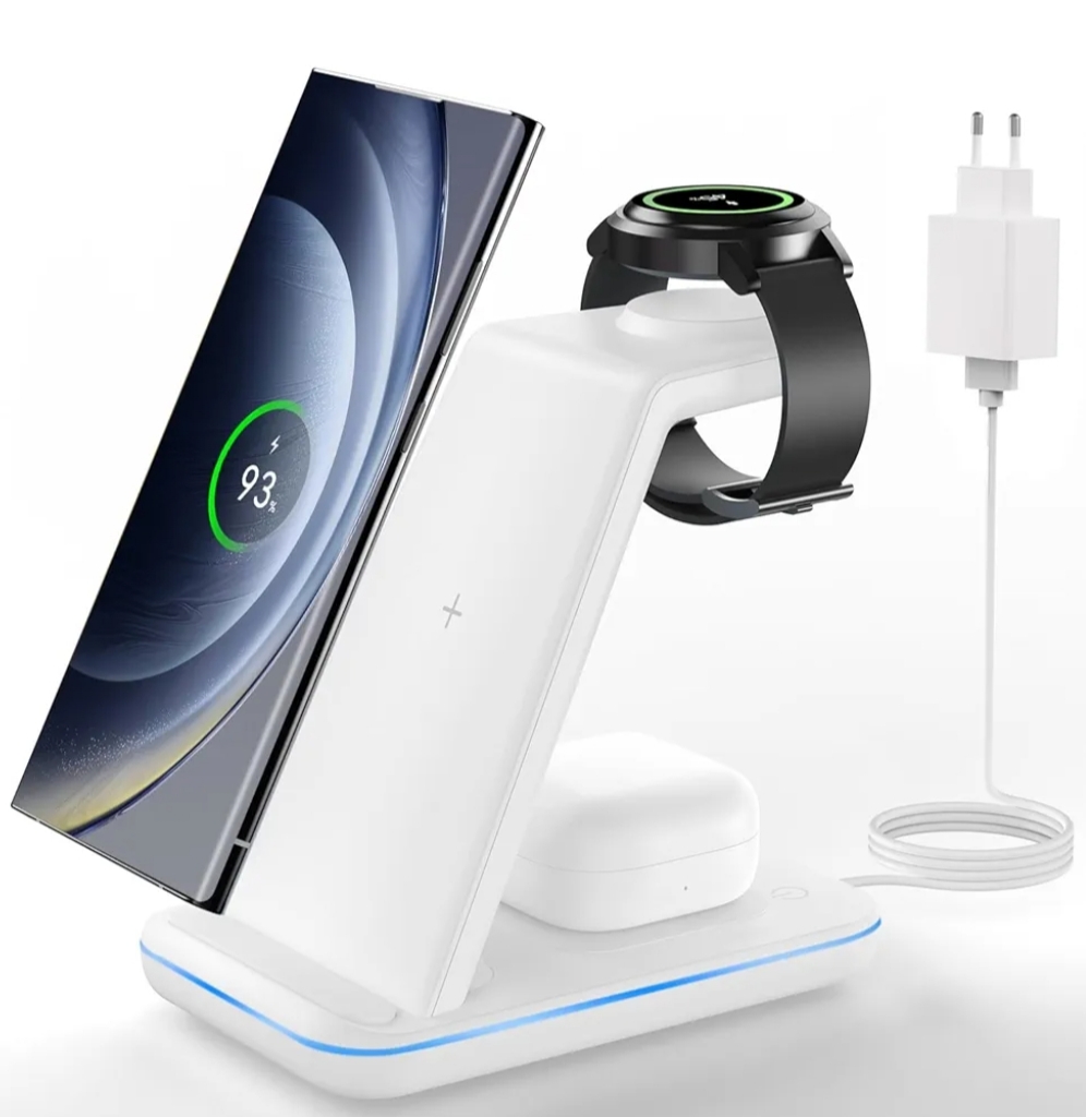 Indukcyjna stacja ładująca 3 w 1 Apple Watch i iPhone Biała Ładowarka — miniatura 8