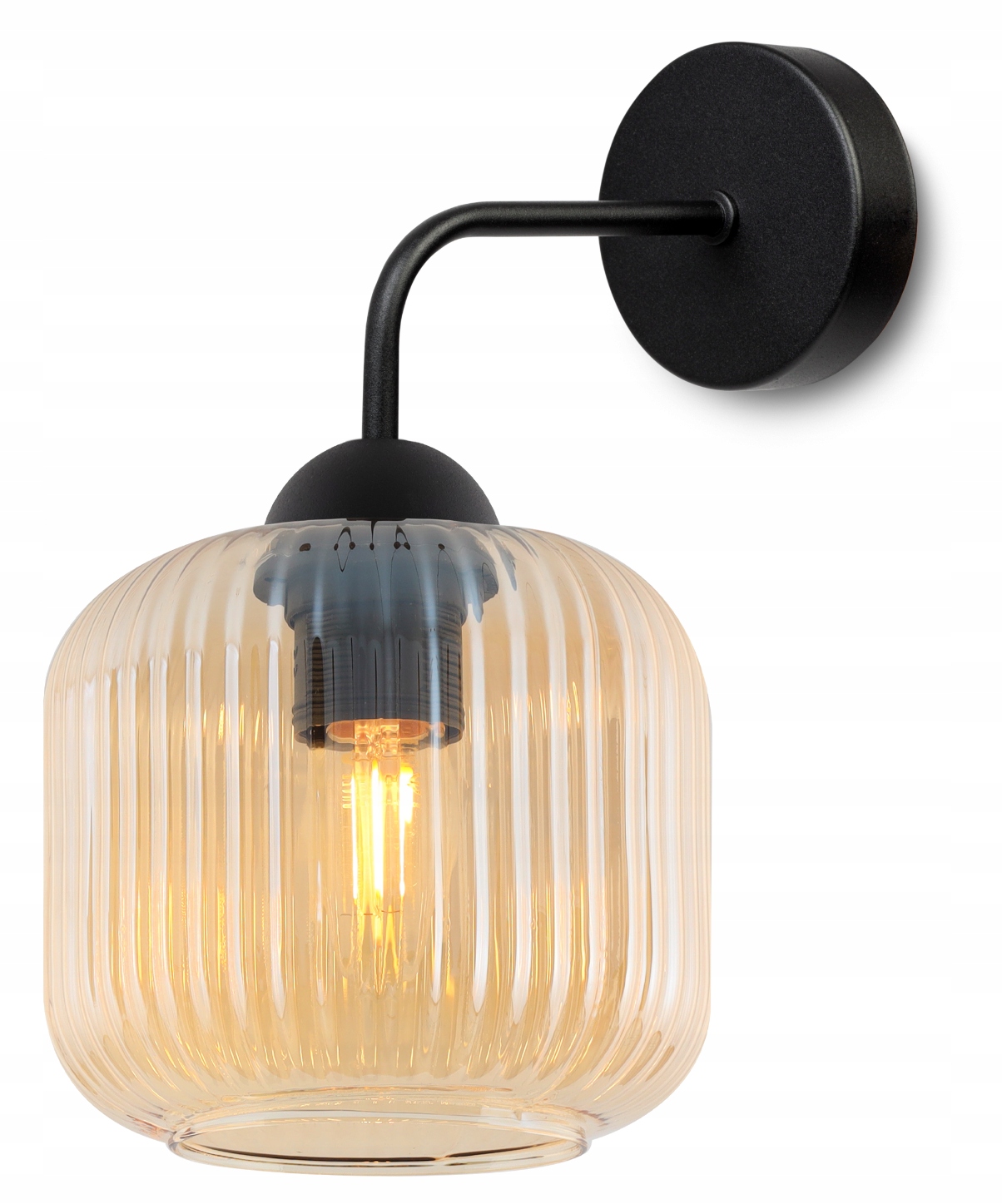 Lampa Ścienna Kinkiet Ścienny Miodowy Szklany Walec Do Salonu Jadalni 15CM