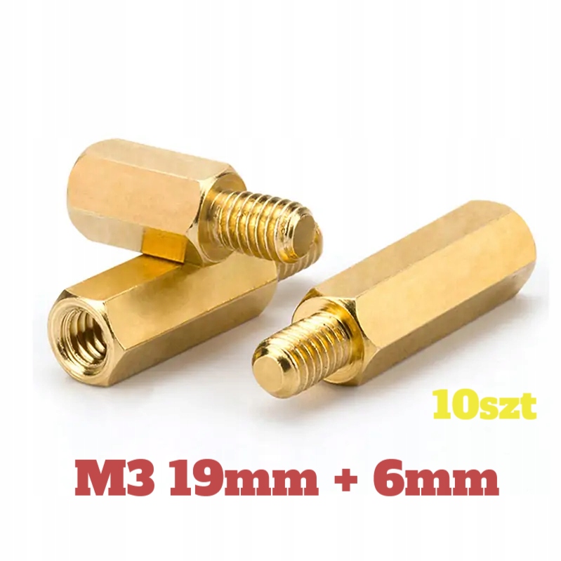 Vzdálenost mosazného pouzdra M3 19 mm 6 mm závit 10 Ks.
