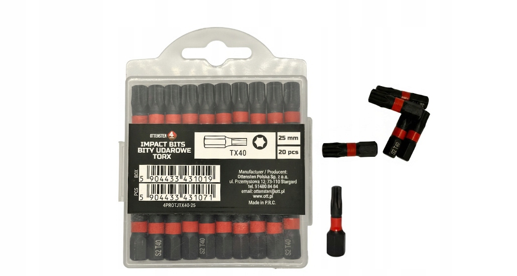 Bity udarowe 25 mm Torx TX40 Ottensten 20 szt.