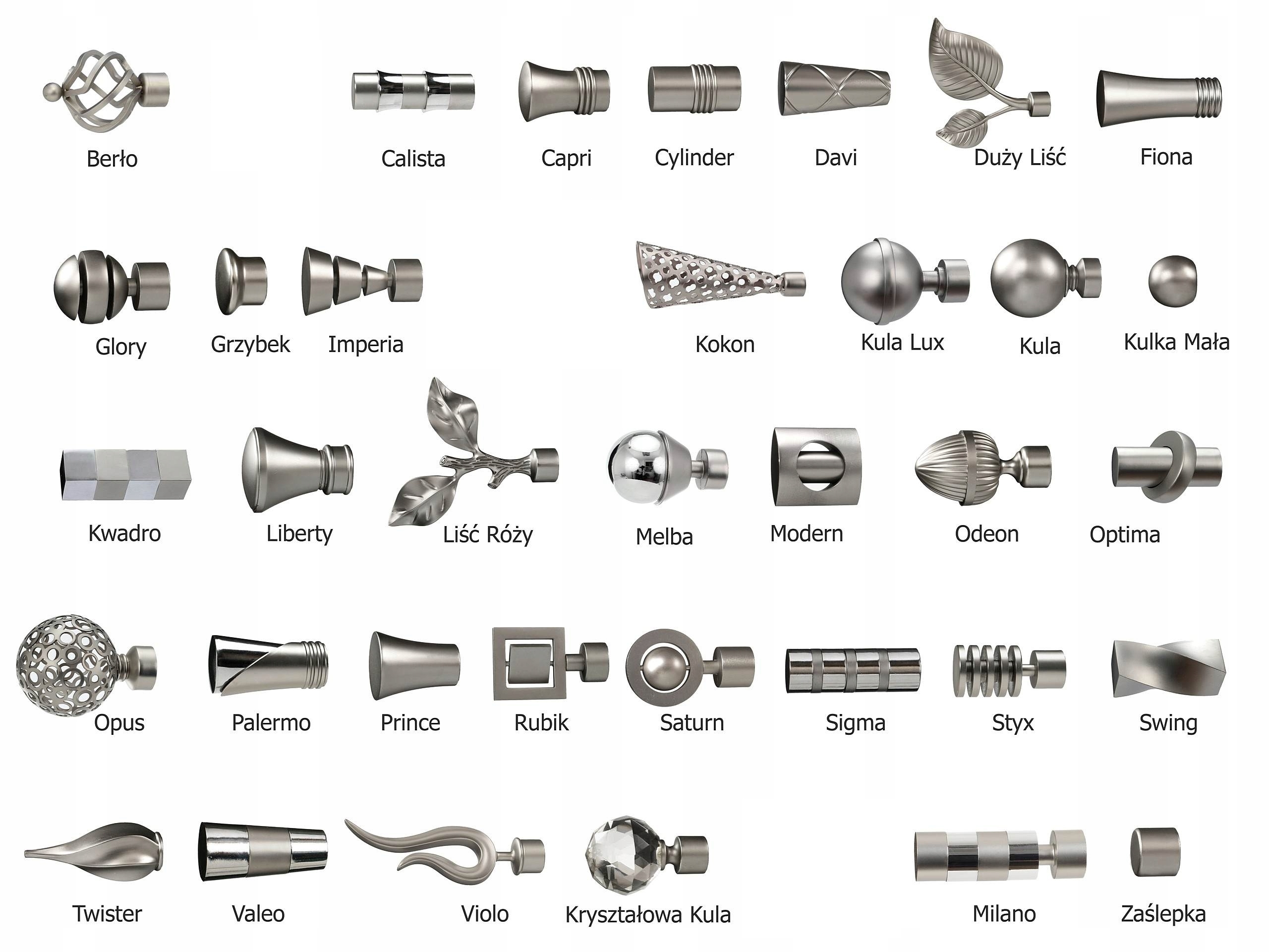 KARNISZ pojedynczy 19mm / 400 cm LUXURY CICHE KÓŁKA wzory 6 KOLORÓW wybór Kod producenta 1LUX400C