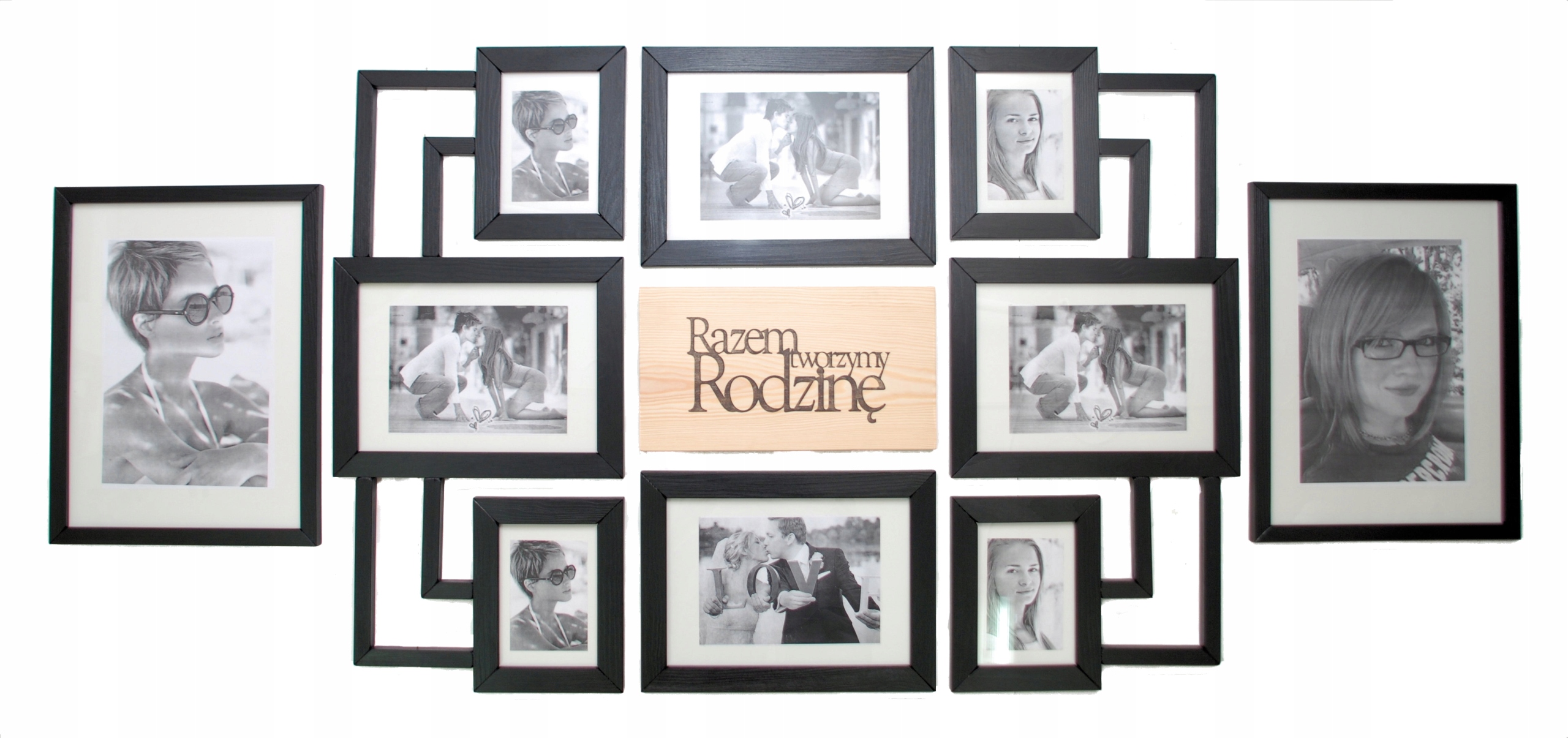 Multirama na fotografie Černá Moderní Rodinný Rámeček Galerie Nástěnná Foto