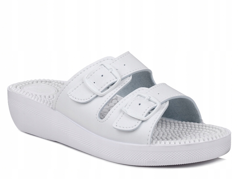 Klapki damskie białe Fakirki KF-02 medyczne sanitarne masujące z kolcami 38