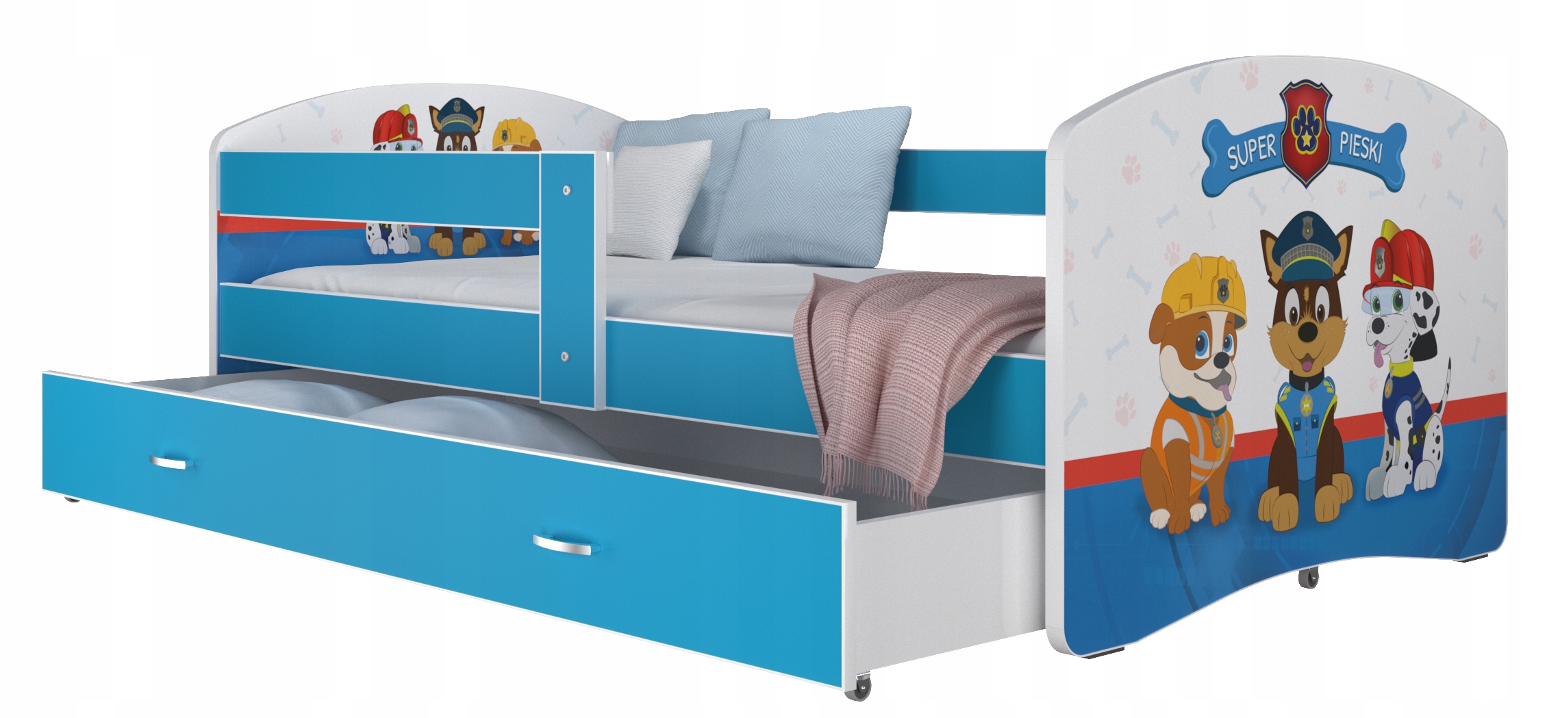 Łóżko 180x90 szuflada materac grafika Luki
