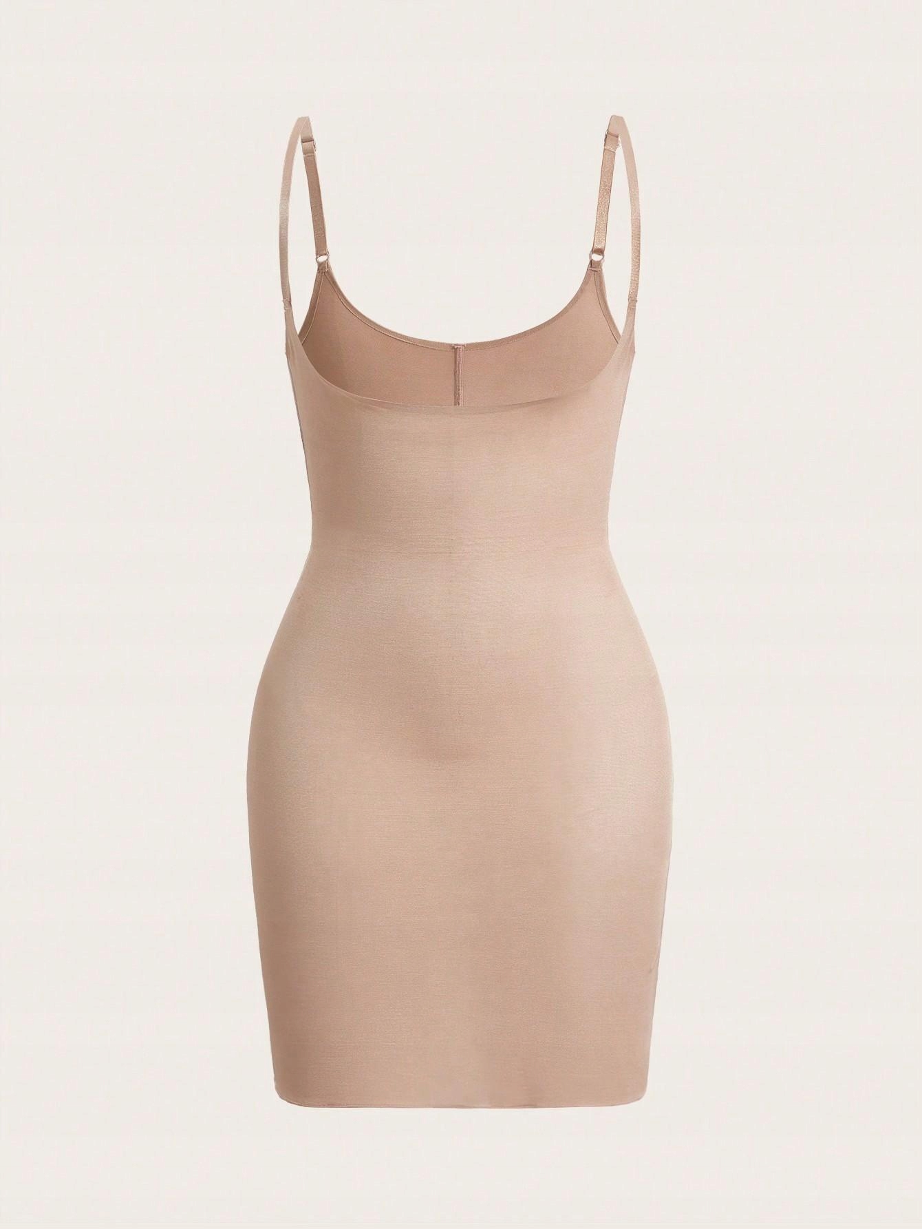 BEŻOWA HALKA BIELIZNA MODELUJĄCA NA REGULOWANYCH RAMIĄCZKACH SHEIN XS Szerokość pod pachami 34 cm