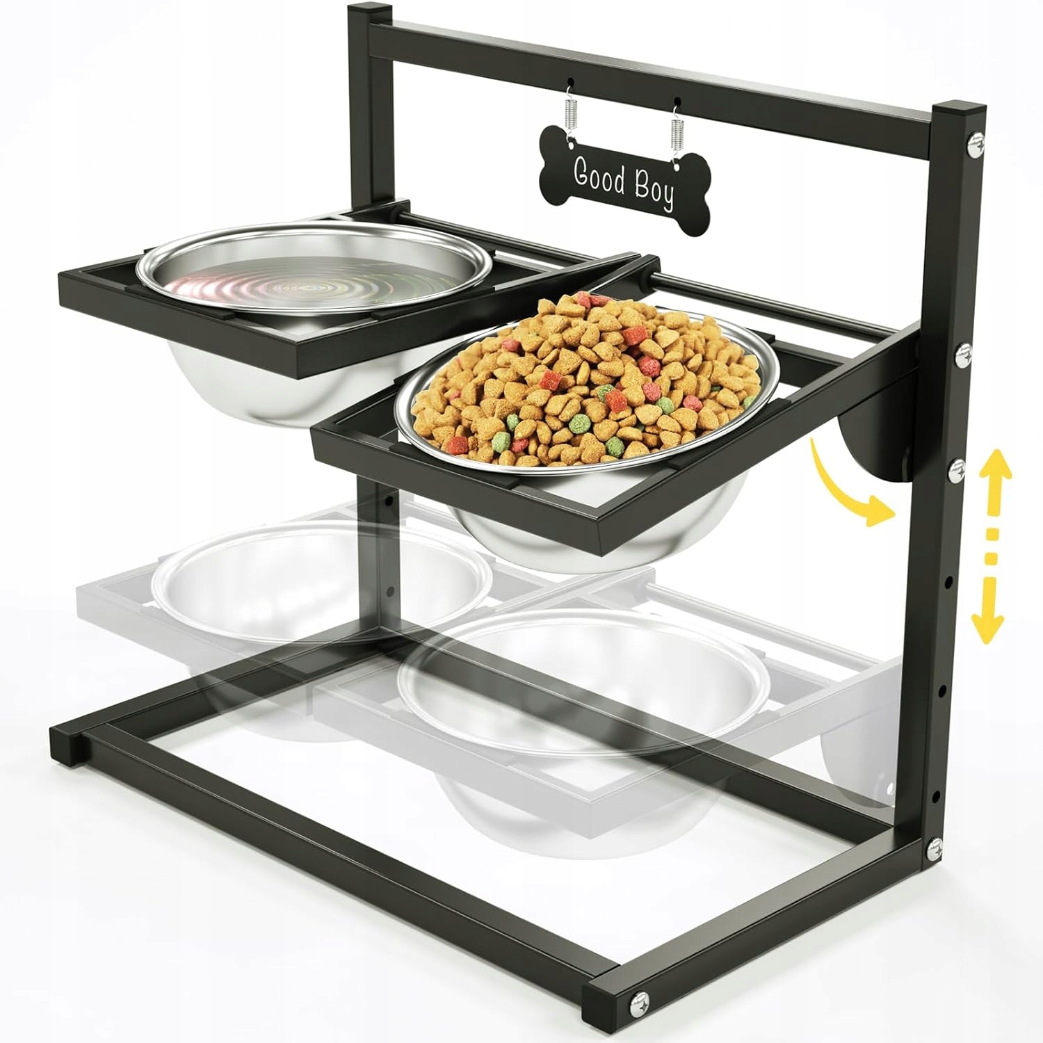 Misky pro psa na nastavitelném stojanu 2ks Nerezová Ocel