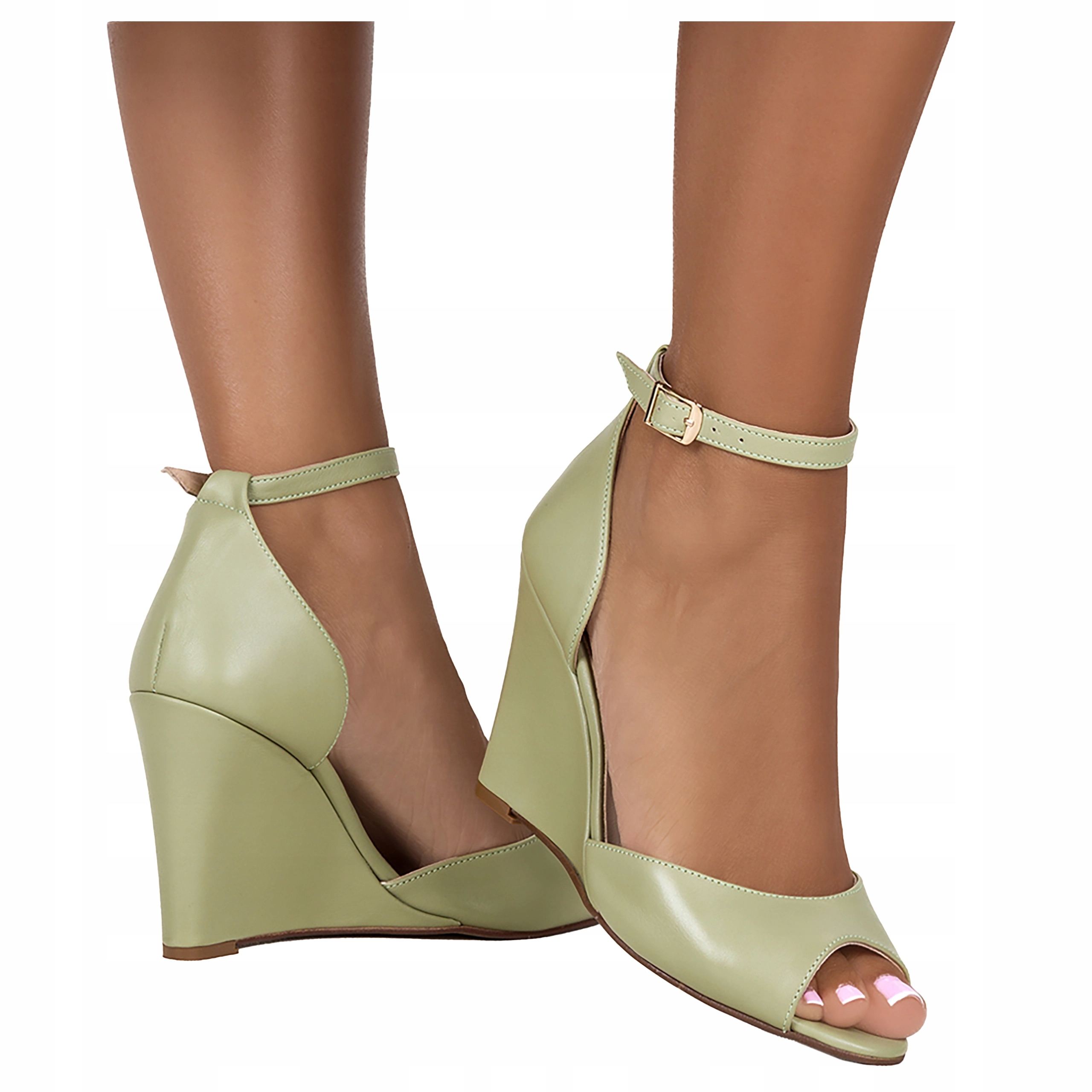 Dámské Sandály Pistáciové Módní Na Koturně Pohodlné Polský výrobek vel. 40