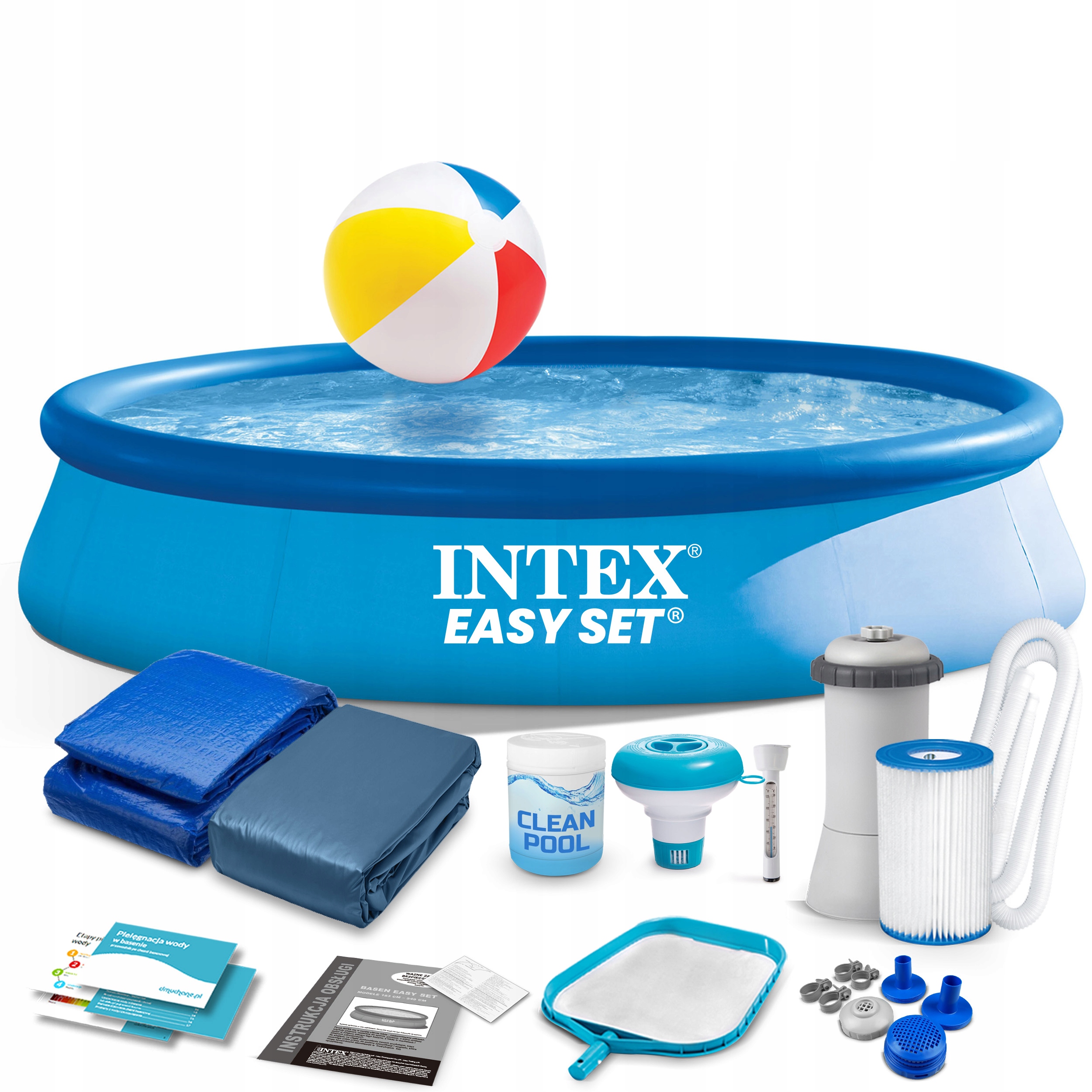 Basen Ogrodowy 396x84 Intex 28142 Max Zestaw 15w1 Pokrywa Pompa Chemia