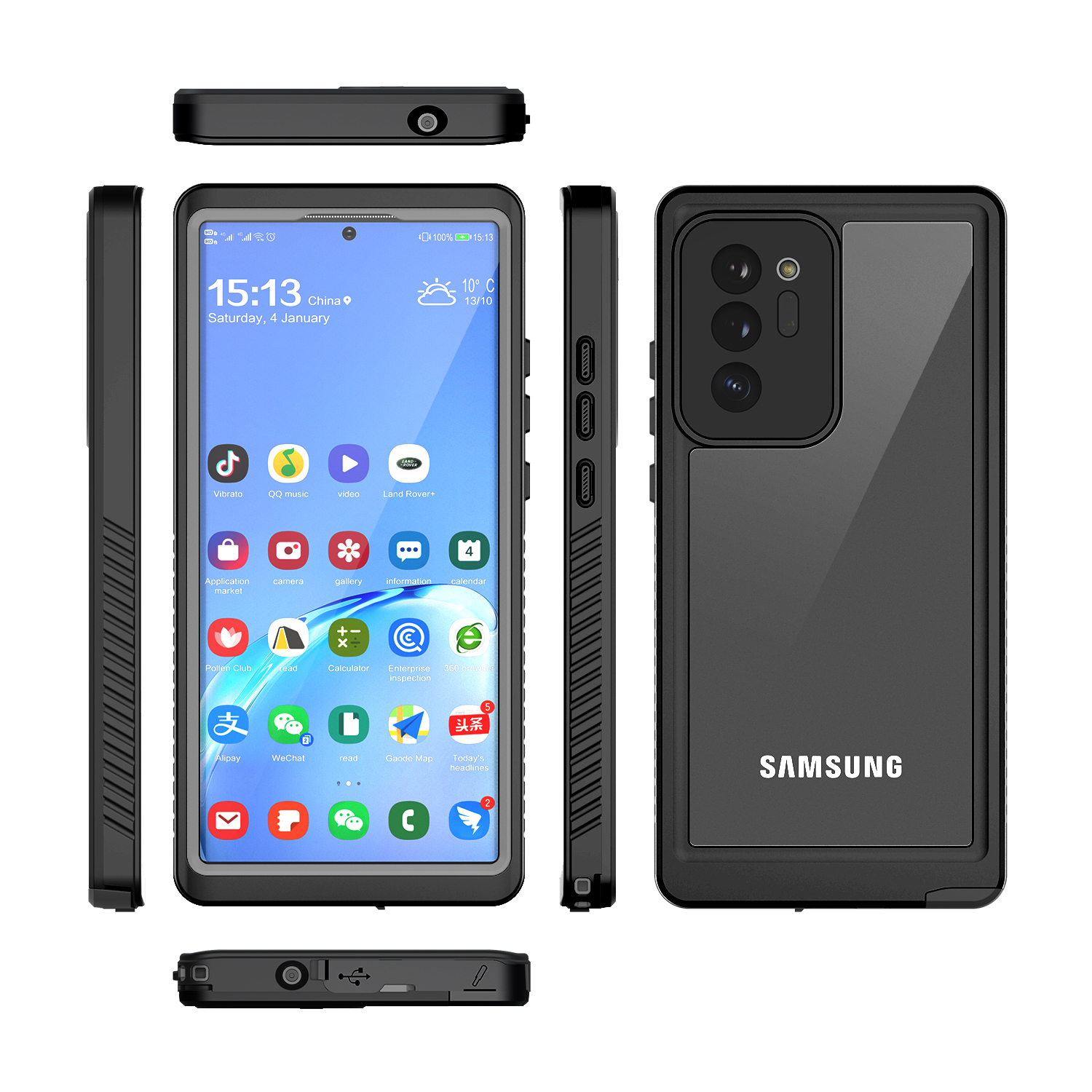 Etui 360° Wodoodporne Wytrzymała Obudowa Samsung Galaxy Note 10 Plus IP68