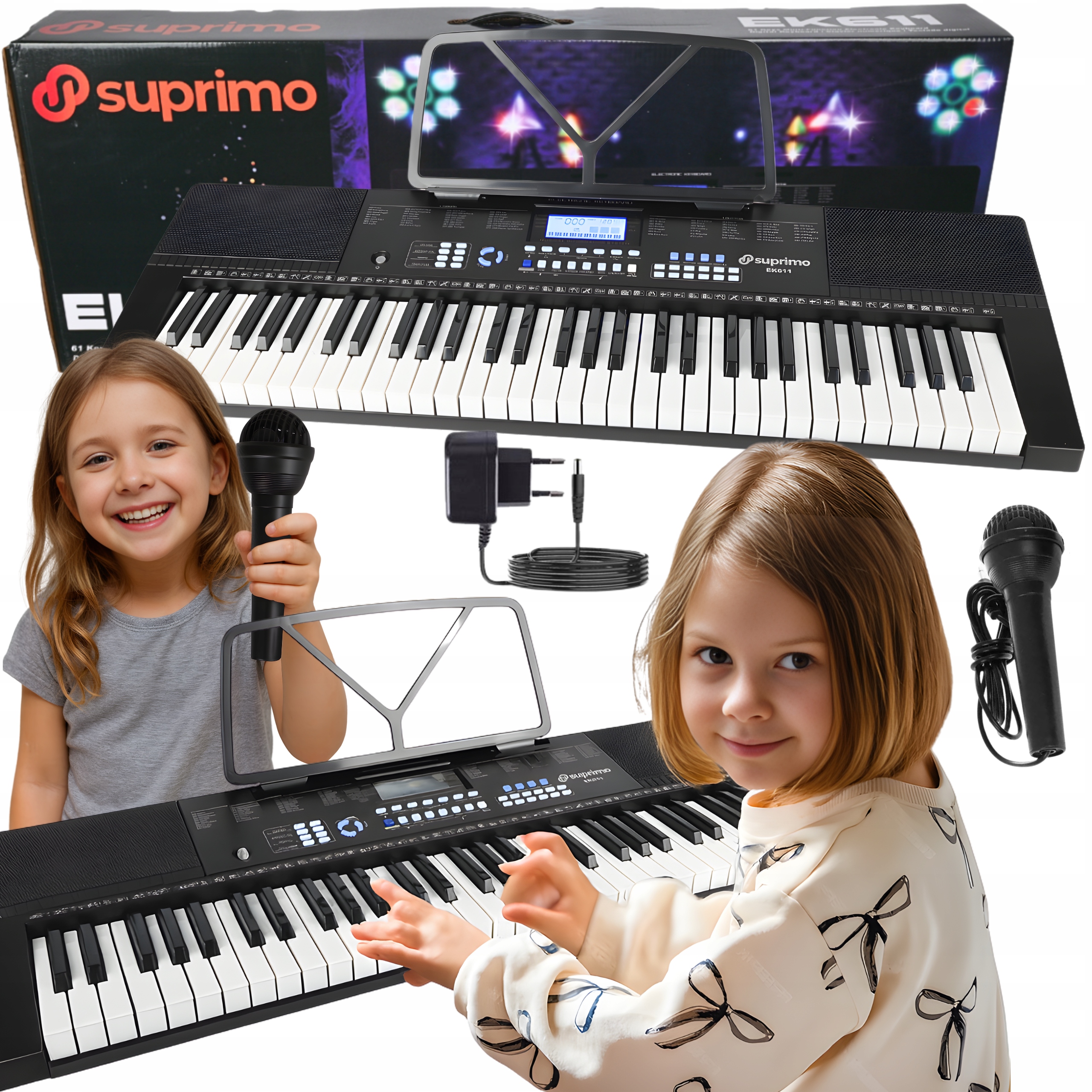 Velký Klávesový Klavír Varhany Pro Děti 61 Kláves Režim Učení Mikrofon