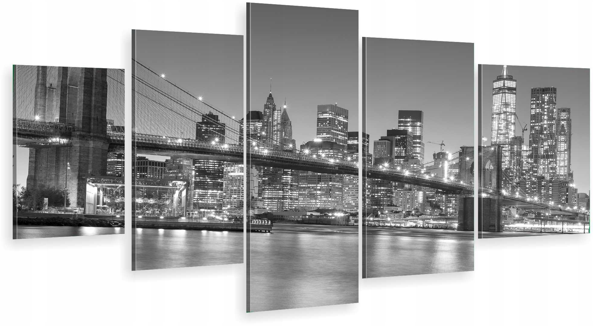 

Tryptyk 5 Cz. Na Płótnie New York Most Manhattan