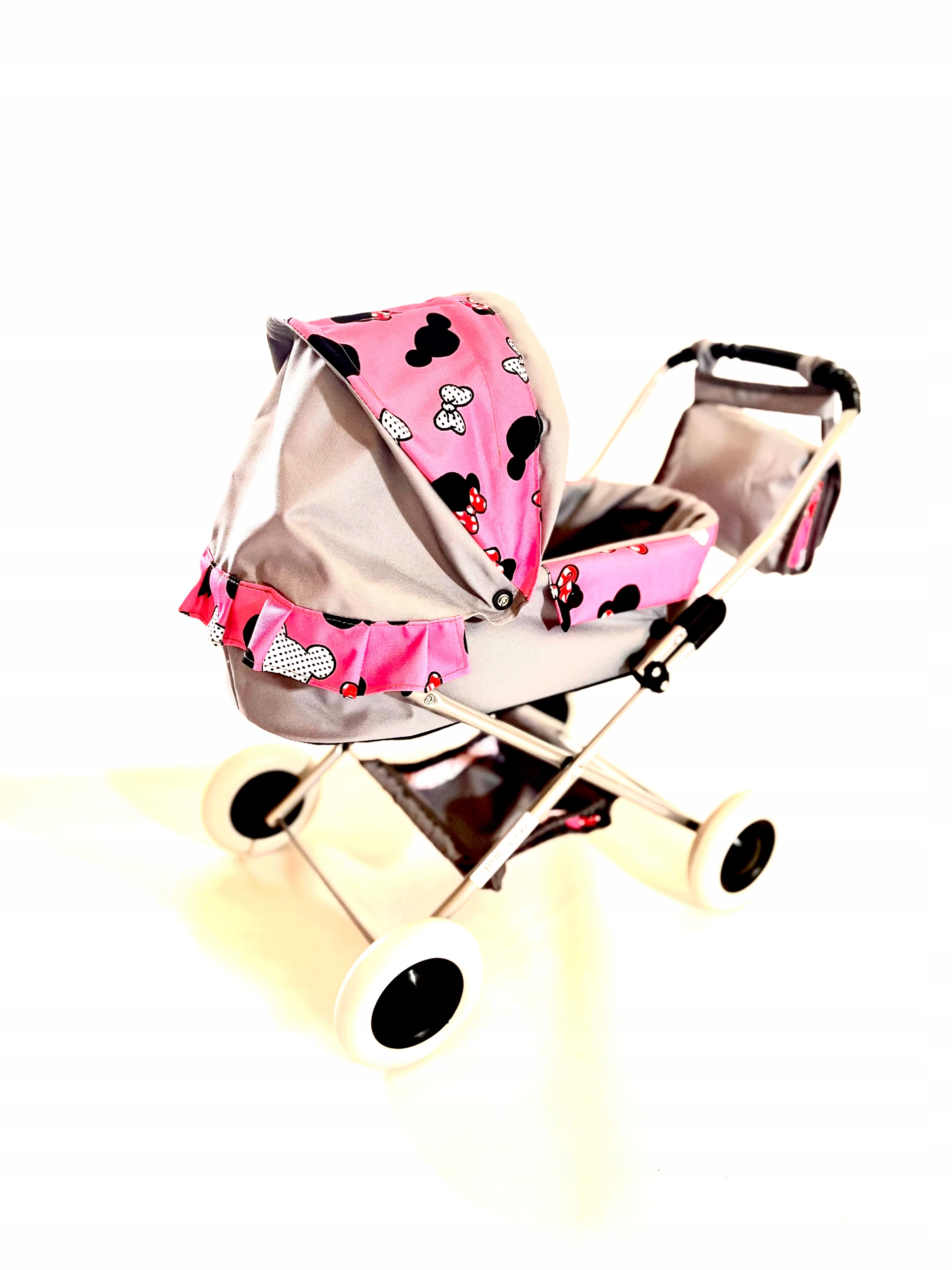 POLSKI WÓZEK DLA LALEK Z TORBĄ RÓZOWY CZER. SZARY Certyfikaty, opinie, atesty CE