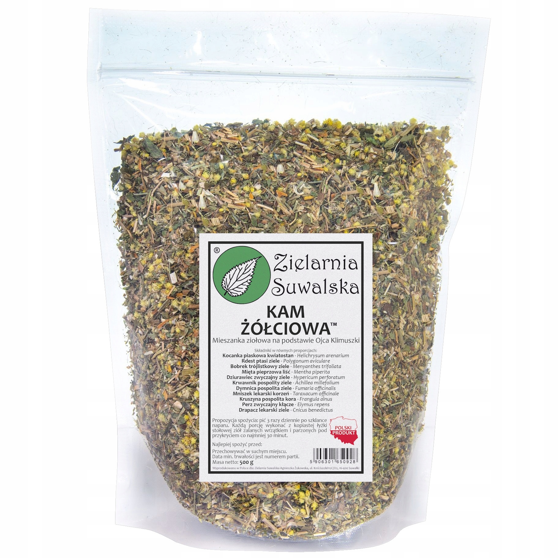 Mieszanka ziołowa Kam żółciowa Klimuszki Zielarnia Suwalska zioła 500 g