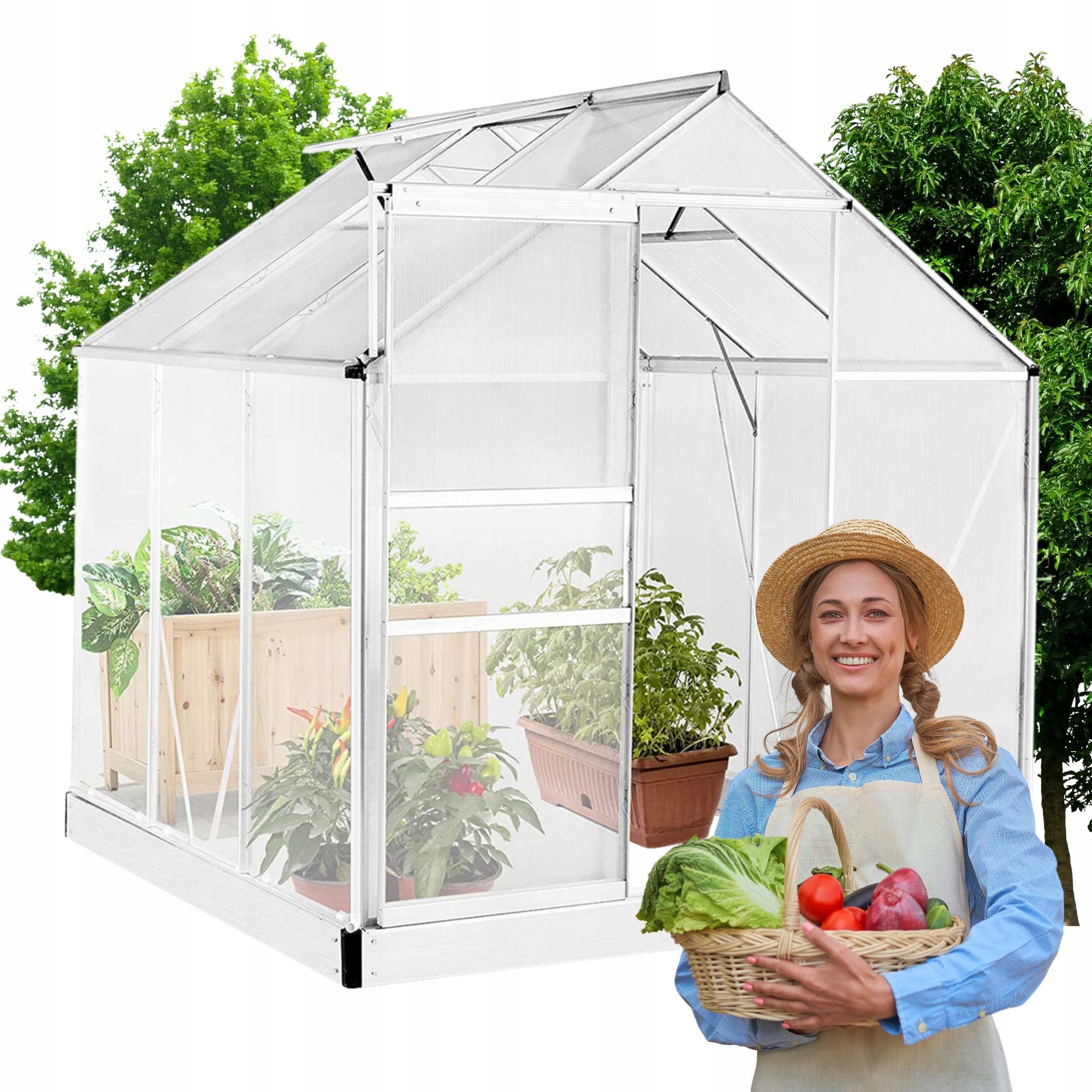 SZKLARNIA OGRODOWA POLIWĘGLAN DOMEK 1,9x1,95m 3,61m2 OCHRONA UV Szerokość 1.9 m