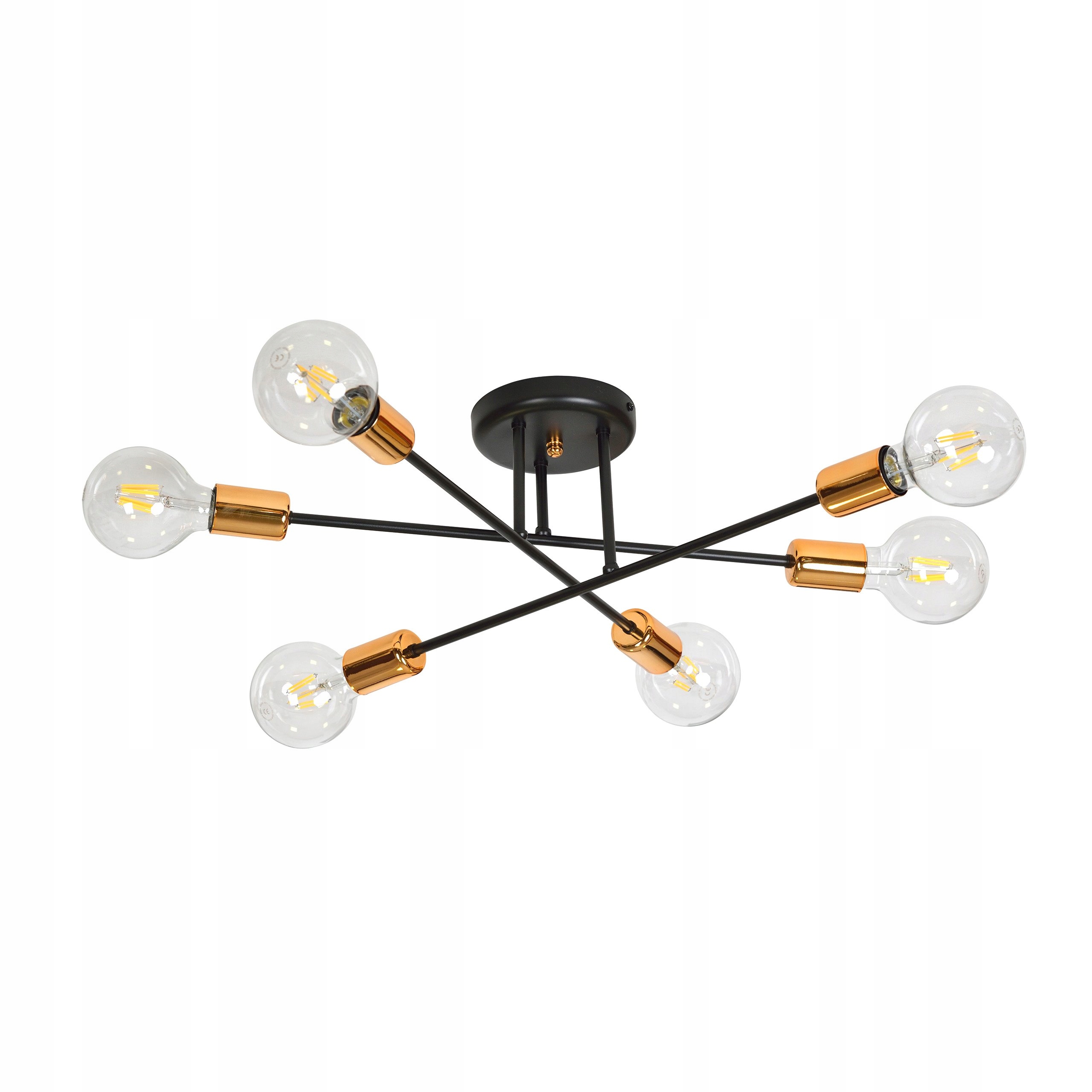 Stropné Svietidlo v industriálnom štýle s medeným akcentom pri závite Veken 6B