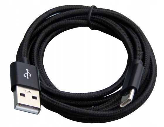 

Kabel Usb A na Usb C typ C bawełna czarny dł.1,5m