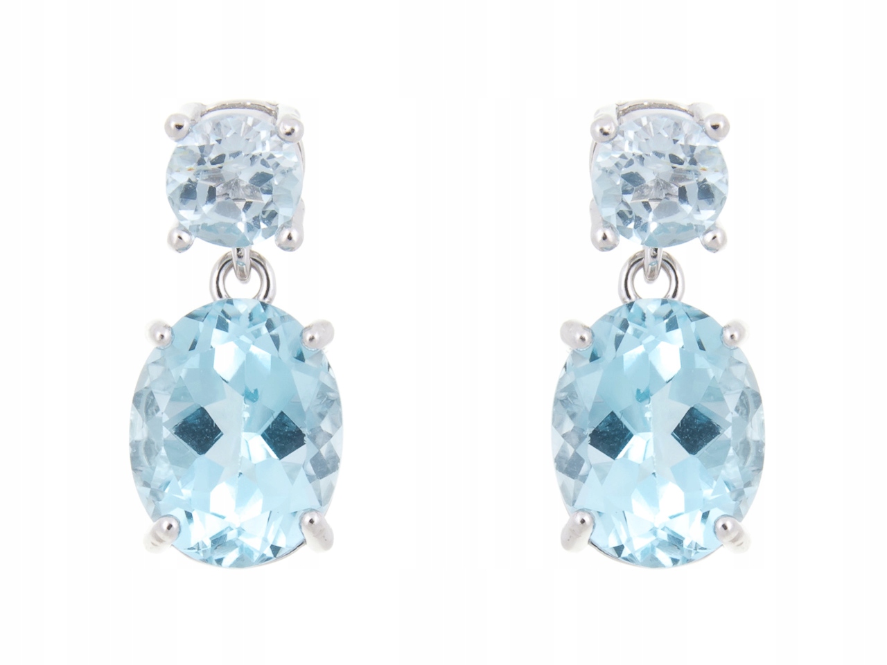 Stříbrné Náušnice Rhodiované Sky Blue Topaz Přírodní Dárek