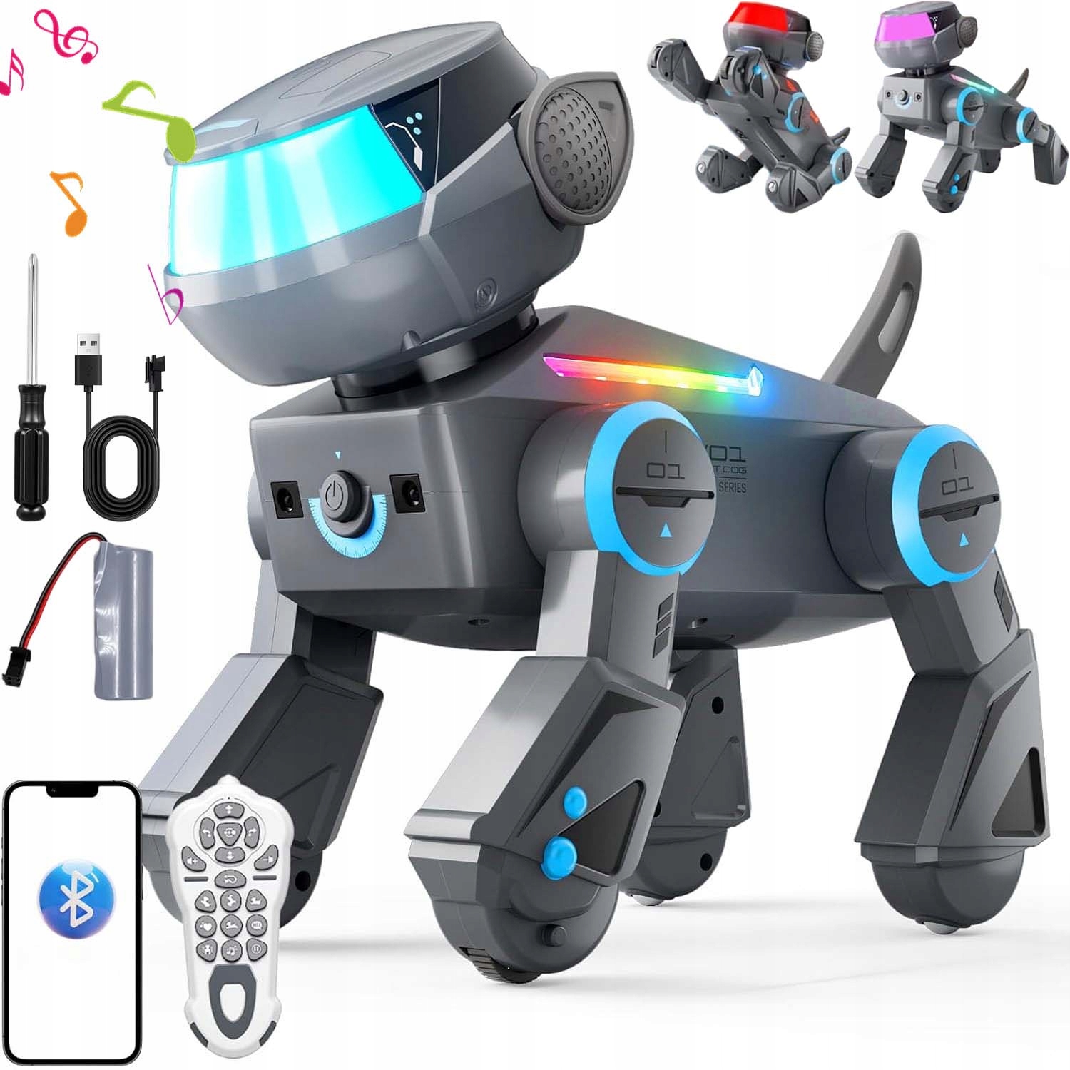 PROGRAMOWALNY TAŃCZĄCY PIES ROBOPIES ZDALNIE STEROWANY INTERAKTYWNY Z LED