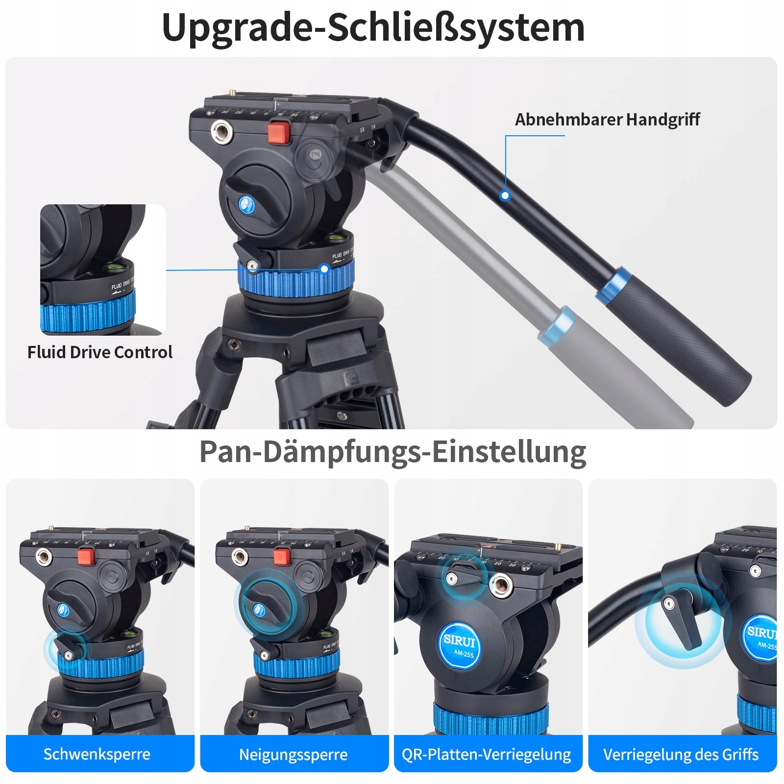 SIRUI Statyw Aluminiowy 190cm z Głowicą Fluidową do Kamer i DSLR — miniatura 7