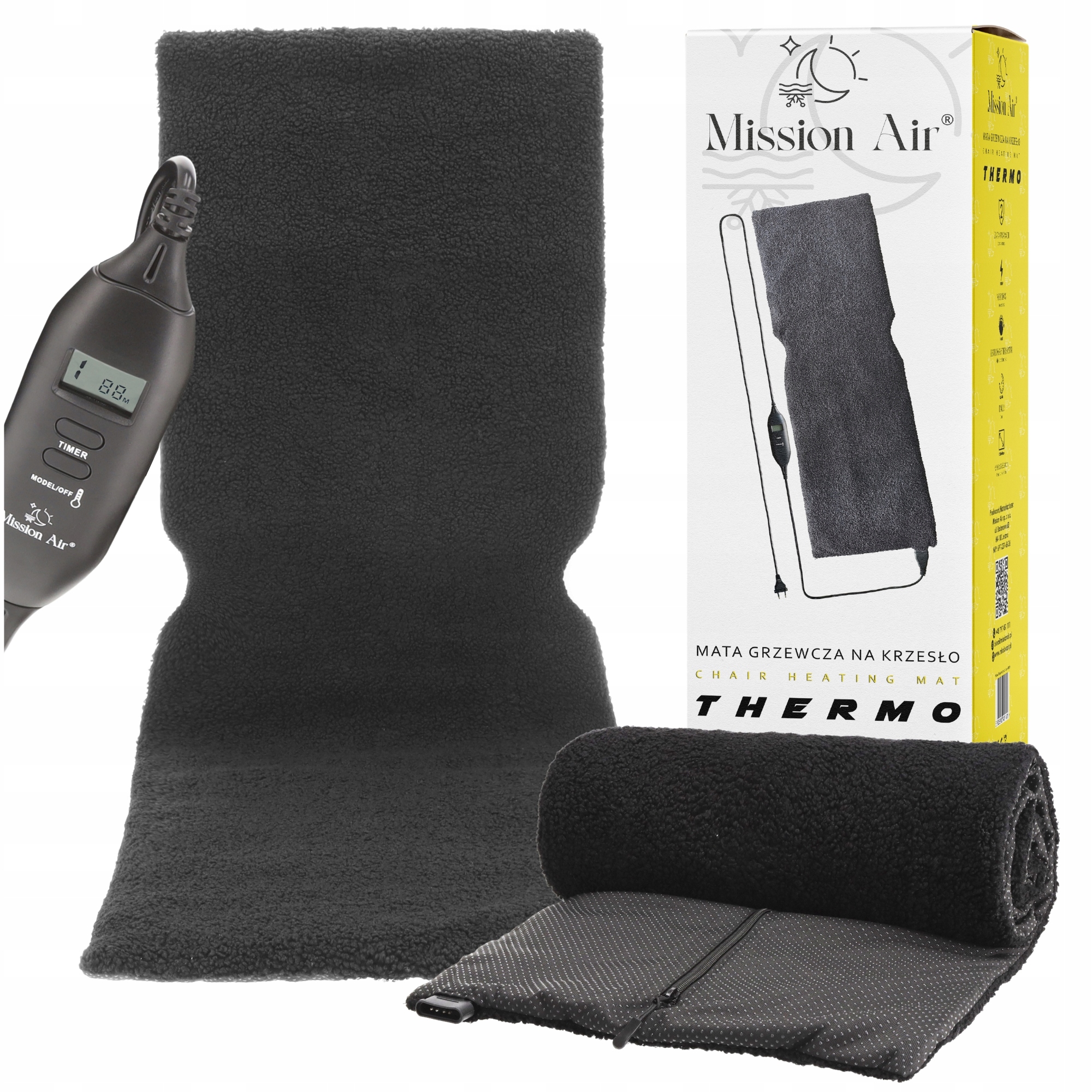 Mata Grzewcza Grzejna Na Fotel Krzesło Mission Air Pilot Timer 40x120 230V