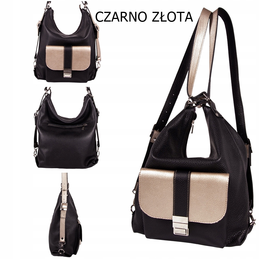 TOREBKA DAMSKA PLECAK 2W1 WŁOSKA SKÓRA NATURALNA Wysokość 38 cm
