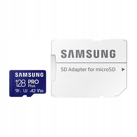 Samsung Pro Plus 128 Gb microSDXC z adapterem Sd, klasa U3, V30, A2
