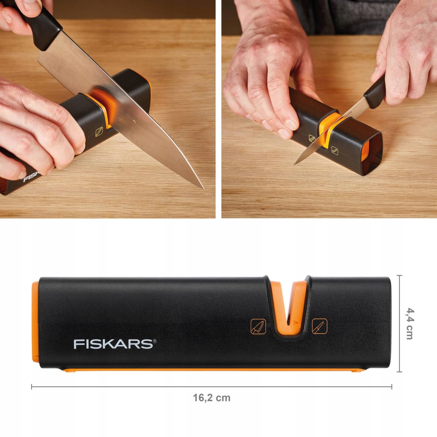 FISKARS Ostrzałka Do Noży Stalowych Kamień Ceramiczny Czarna Pomarańczowa — miniatura 3