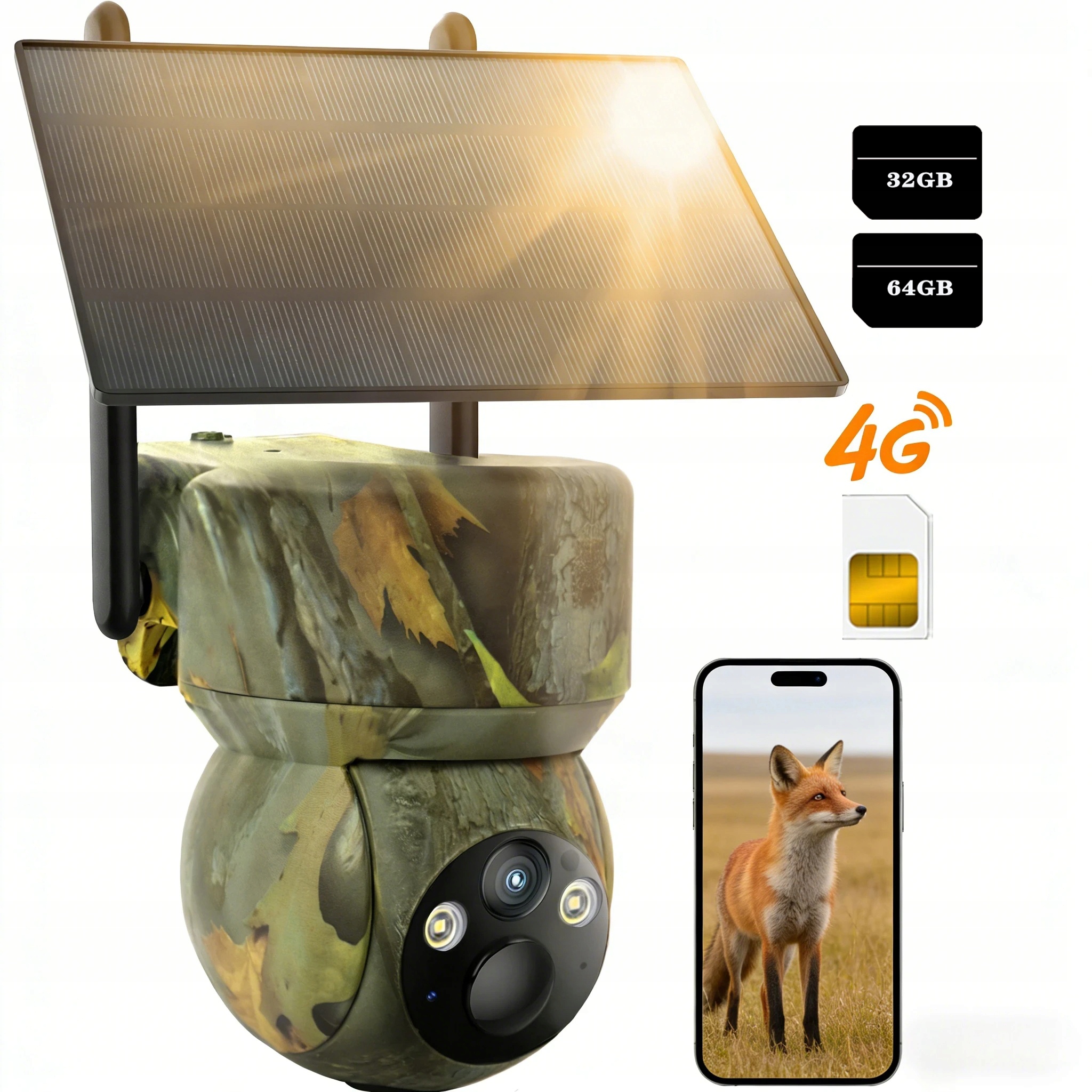 4G/LTE Trailová Kamera Pro Lesní Lov S 2K Sim Kartou, Solární Kamera Ptz