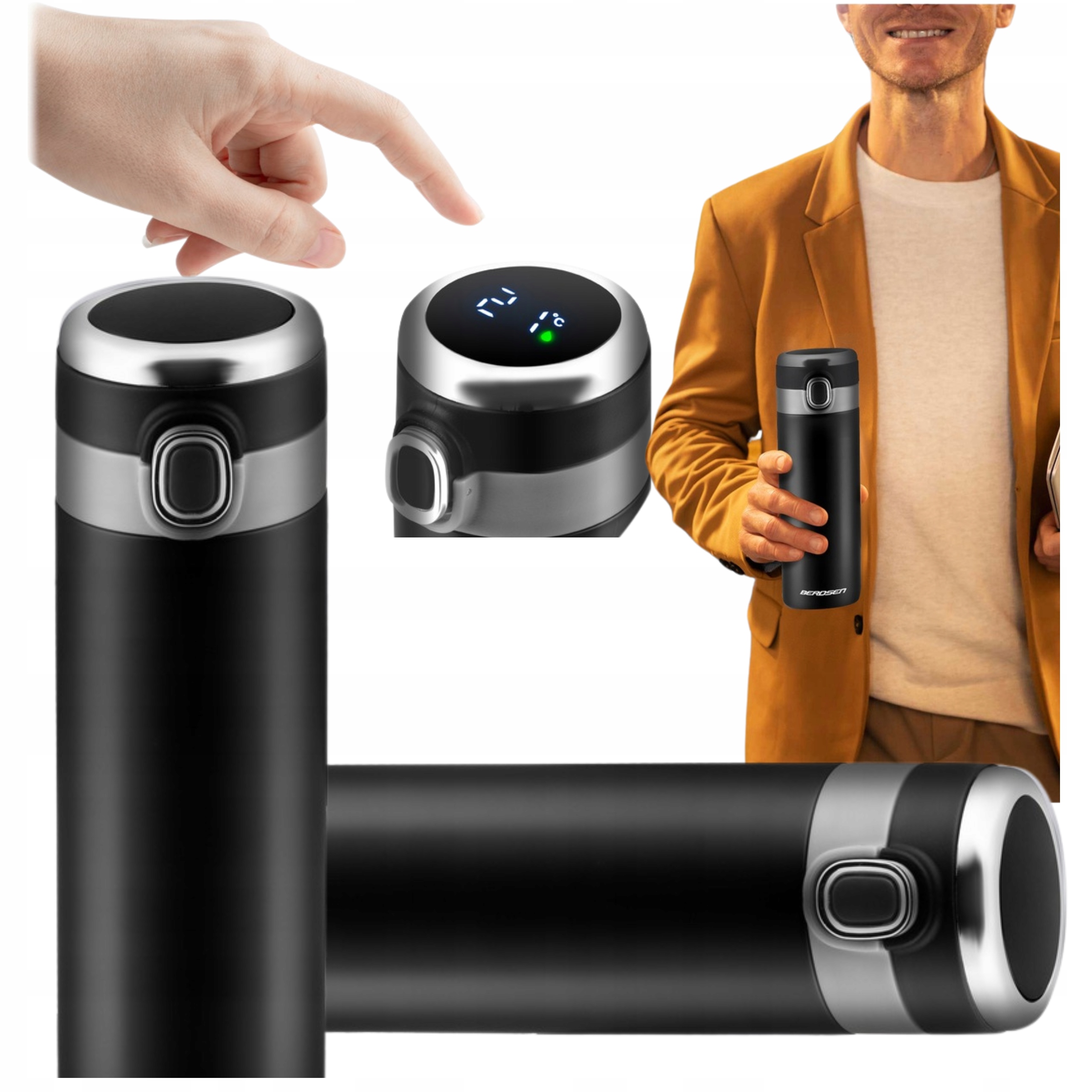 TERMOS Kubek termiczny SMART LED Termos próżniowy z wyświetlaczem