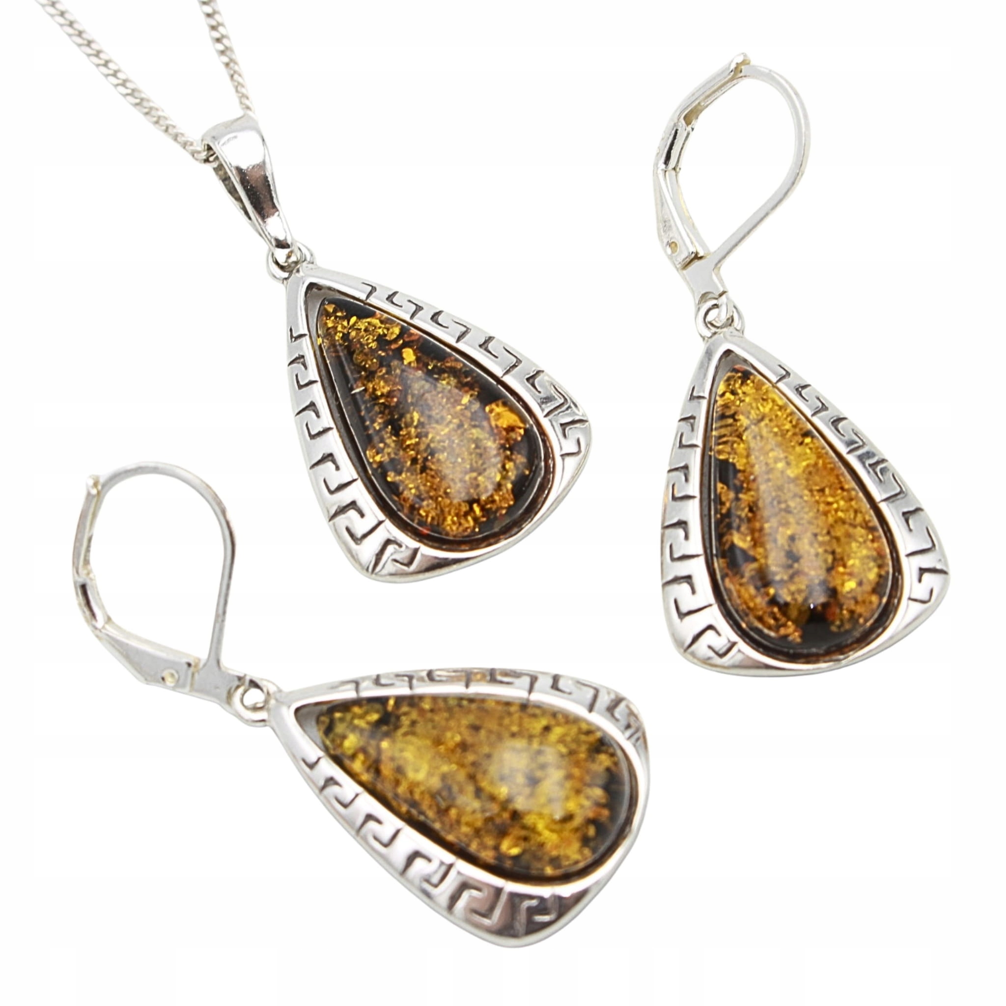 Stříbrný Set s jantarem stříbro 925 Řetízek