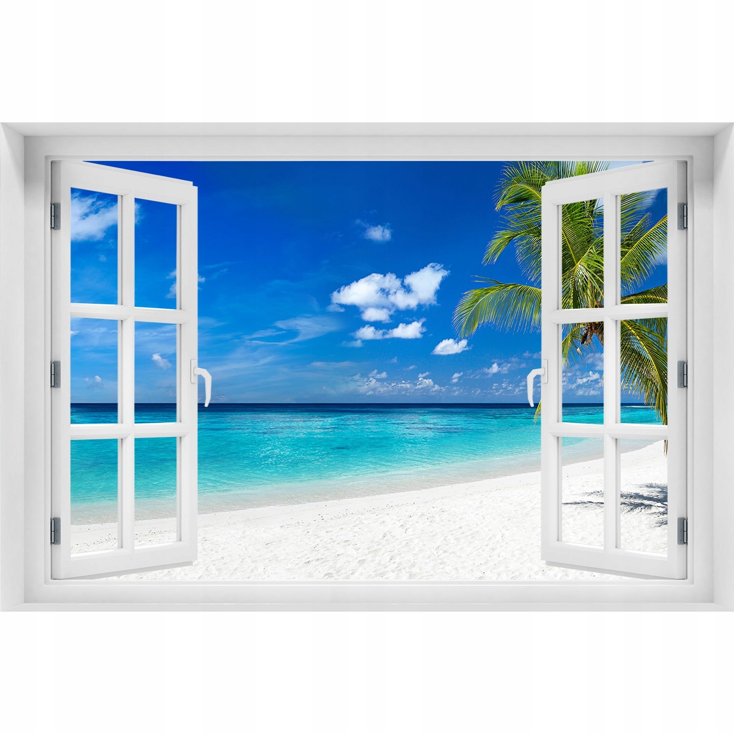 

3D Okno Naklejka na ścianę Tropikalna plaża