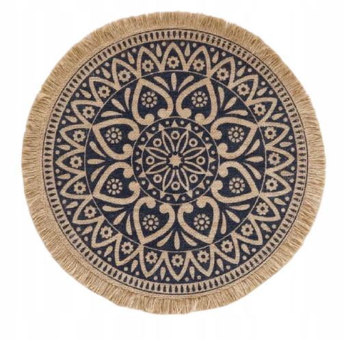 

Okrągła Podkładka Na Stół Boho Frędzle Black