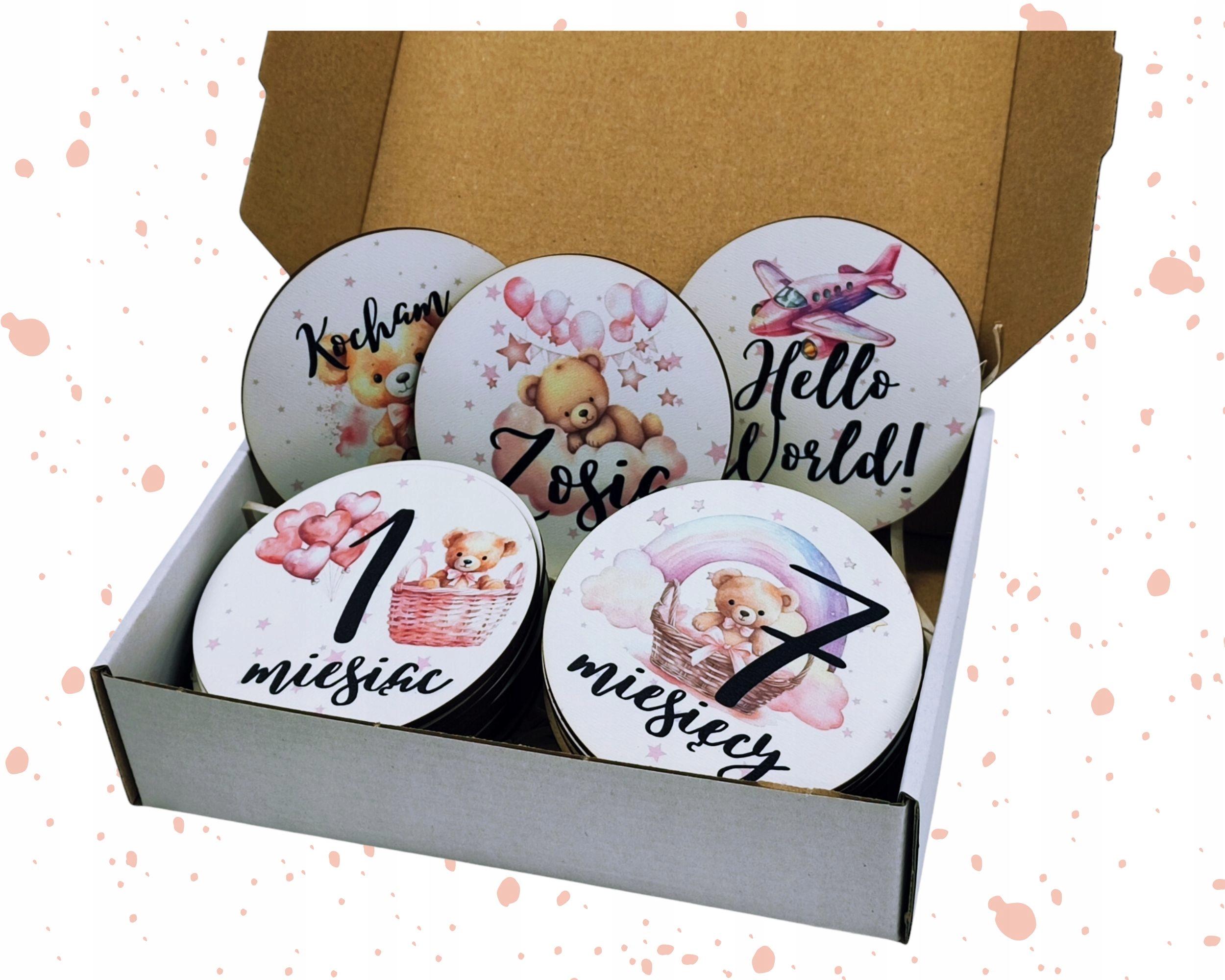 Tabliczki karty do zdjęć Pierwszy rok życia na prezent babyshower 15 SZTUK Rodzaj karta