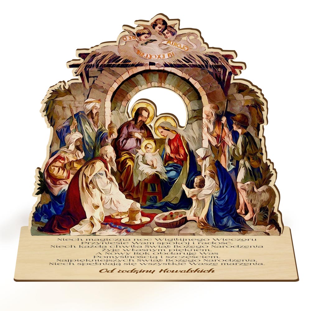 

Duża Szopka Bożonarodzeniowa 3D Stajenka życzenia