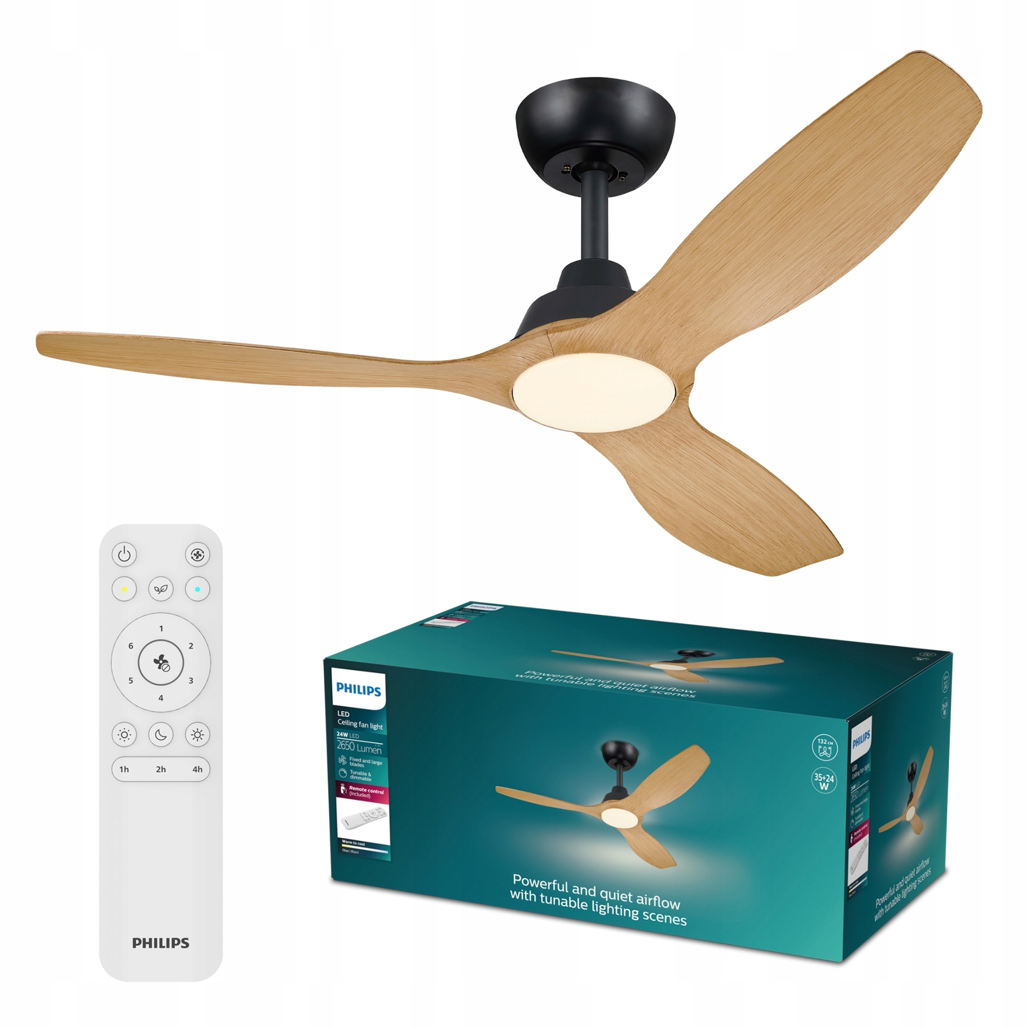Led Stropná Lampa S Vetrákom Stropný Ventilátor 132 cm Drevo Olas