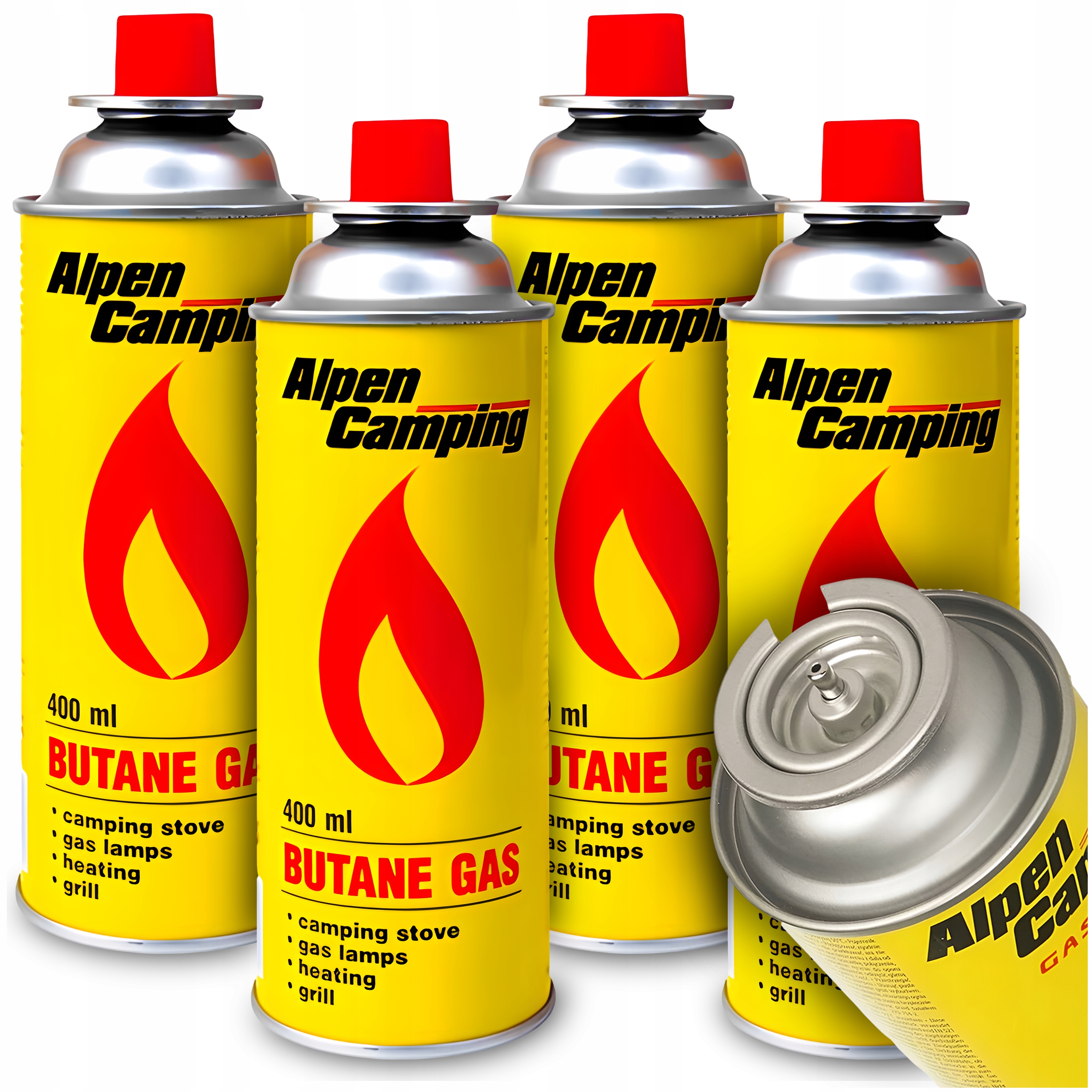 4X Gaz Nabój Kartusz Wkład 400ML Alpen Camping Kuchenka Gazowa Palnik