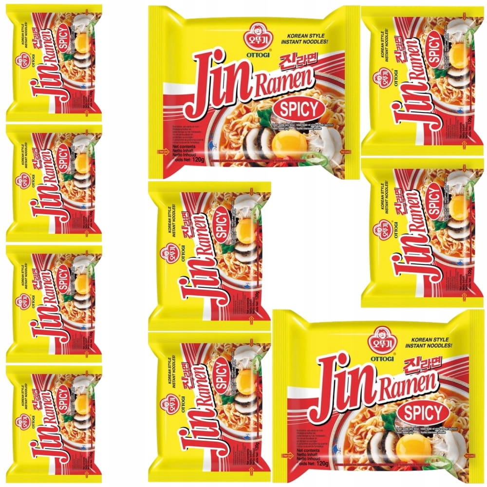 10x Korejská instantní polévka Jin Ramen Hot Ostrá 120g Ottogi