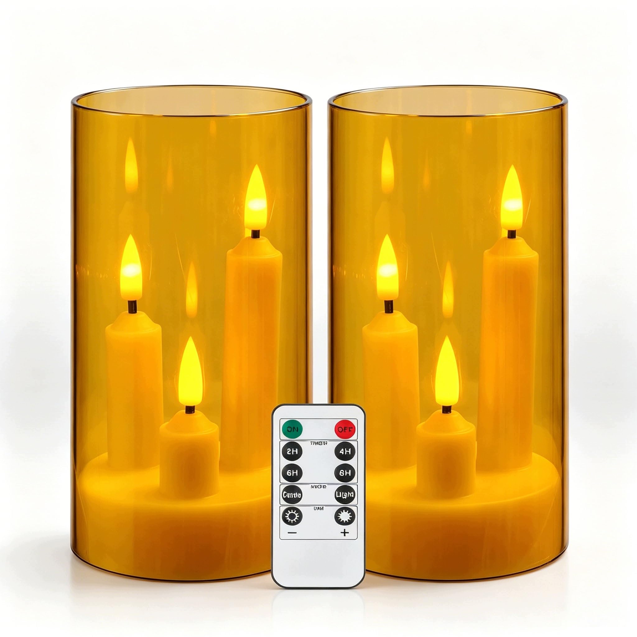 Led Svíčky 2 Ks Bezplamenné Akrylové 3 Knoty Dálkové Ovládání 15,2 CM