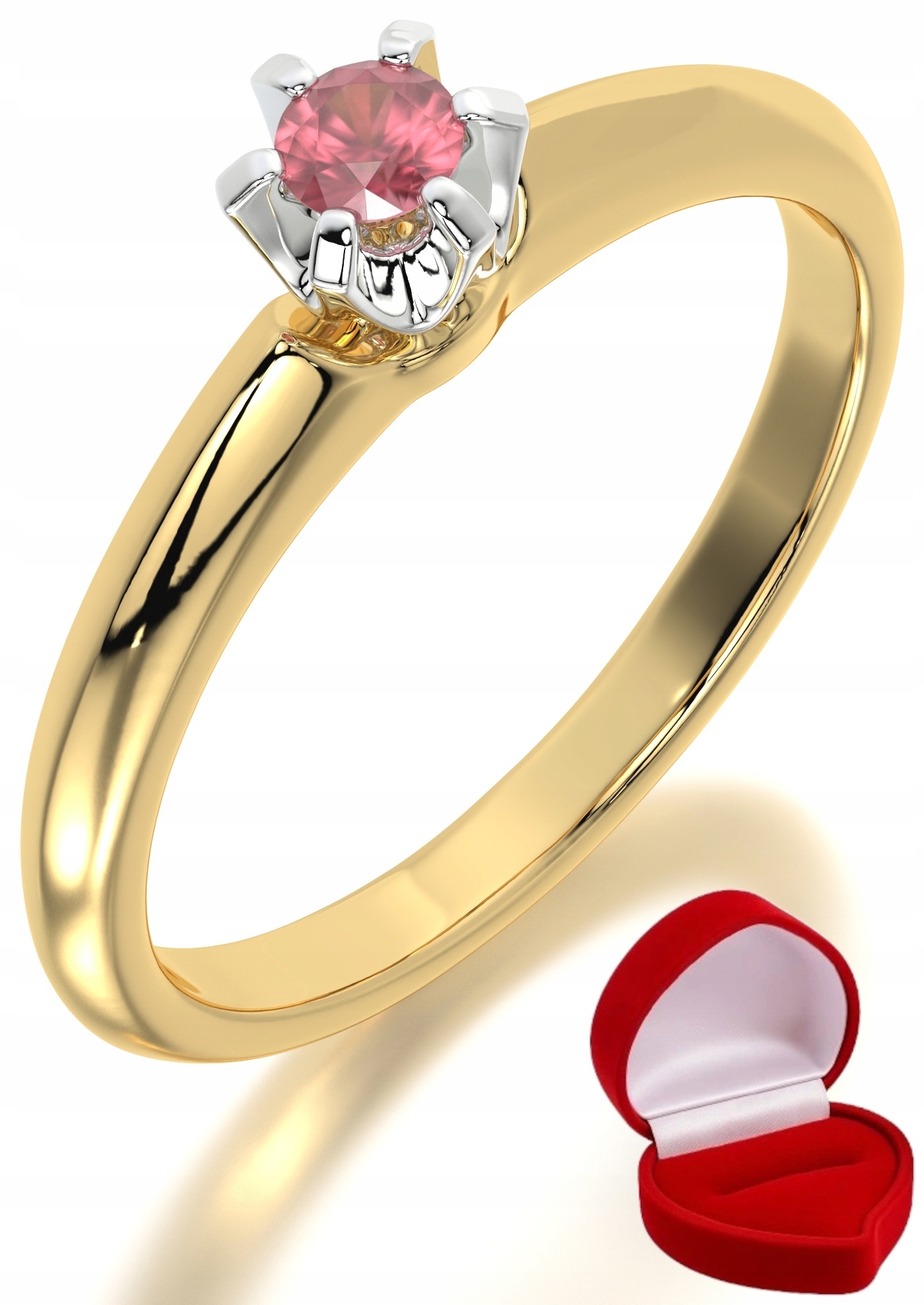 Zlatý Prstýnek 585 14k Rubín 0,09 ct Krabička R22