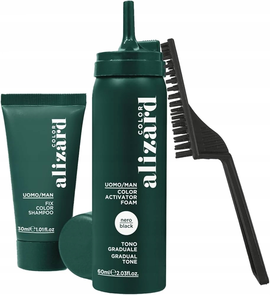 Alizard Black Odsiwiacz do Włosów Czarny Zestaw 60 Pianka 30ml Szampon