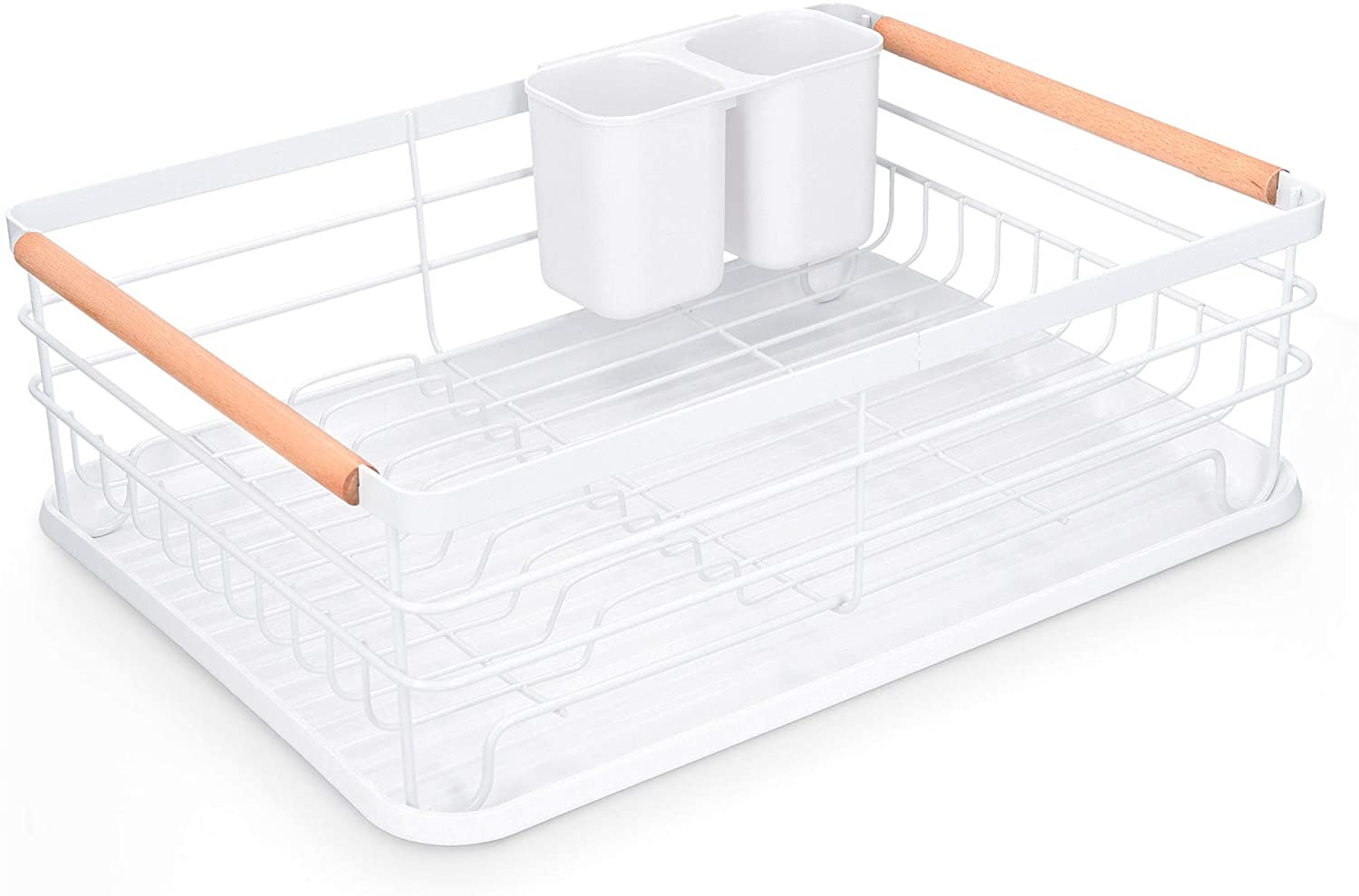 Navaris odkapávač na nádobí s odkapávací miskou, bílý, 42,5 x 31,5 x 14 cm