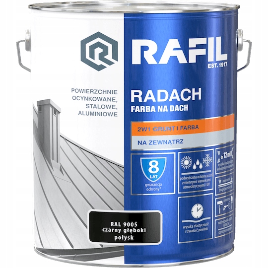 RAFIL Radach RAL9005 czarny głęboki połysk 10 L
