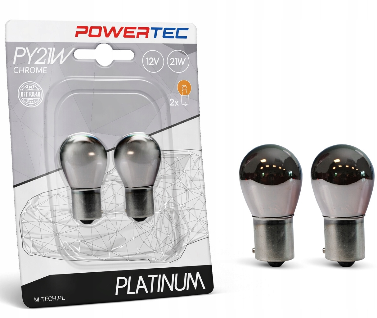 Żarówki PY21W S25 12V 21W Powertec Chrome *pomarańczowe* M-tech 2szt.
