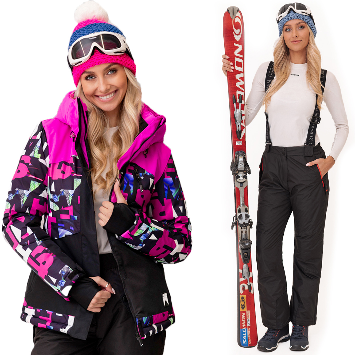 Kolorowe Literki Damski Zimowy Kombinezon Na Stok Narciarski Na Narty L