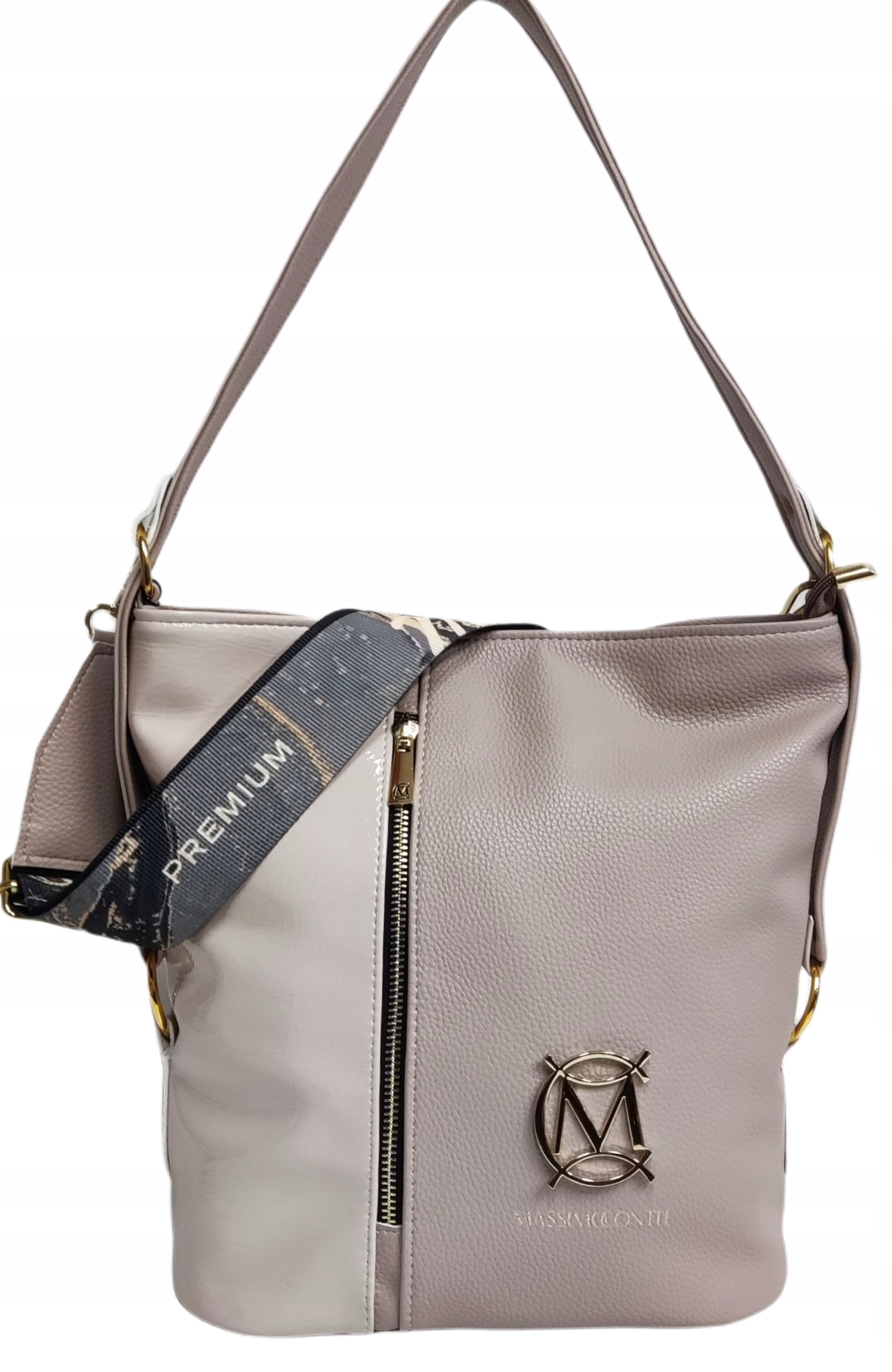 

Torebka shopper Massimo Contti beżowa + lakier